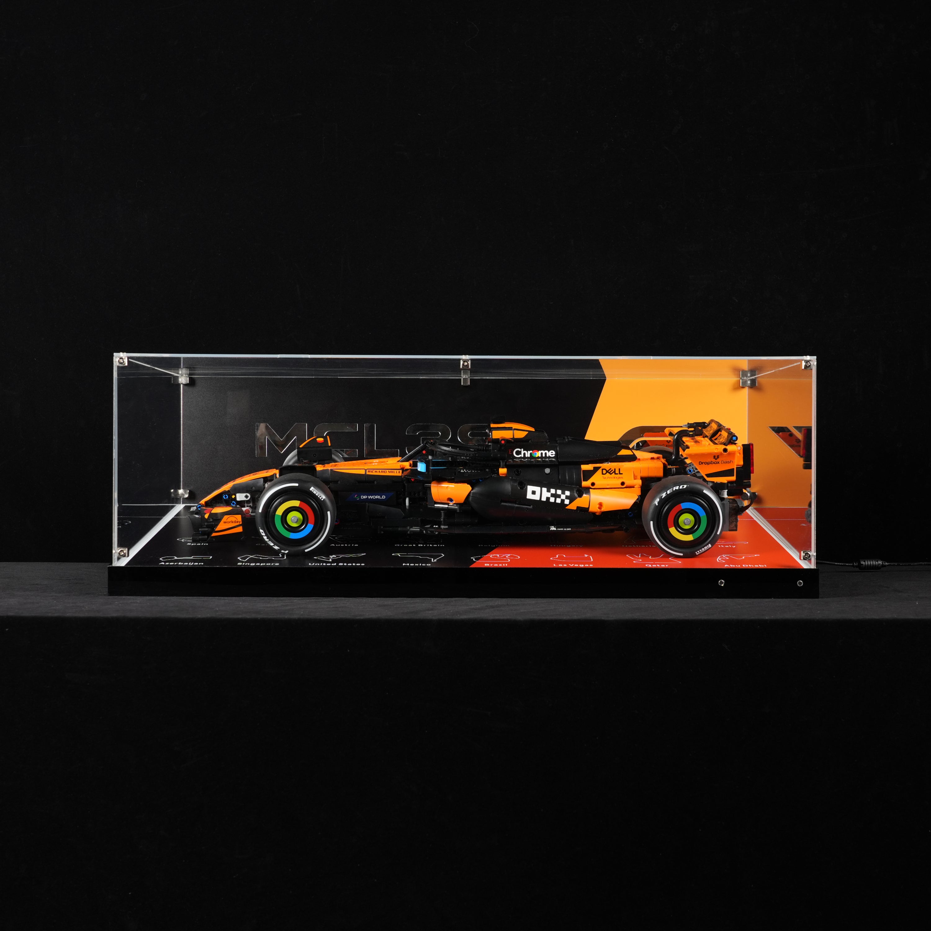 LED Light Acrylic Display Case for LEGO® Technic™ 42228 McLaren MCL39 F1 Car(LEGO® Set NOT Include)