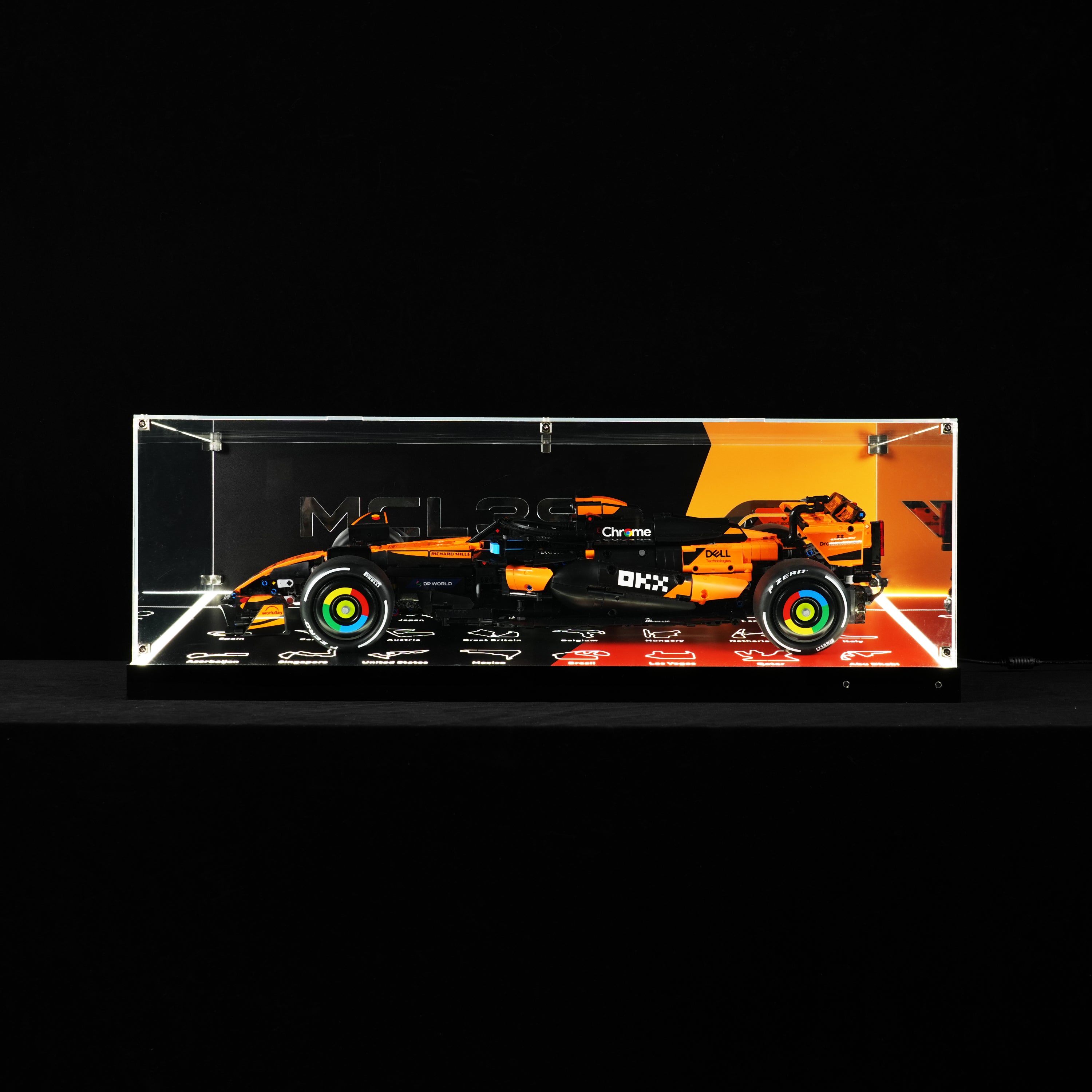LED Light Acrylic Display Case for LEGO® Technic™ 42228 McLaren MCL39 F1 Car(LEGO® Set NOT Include)