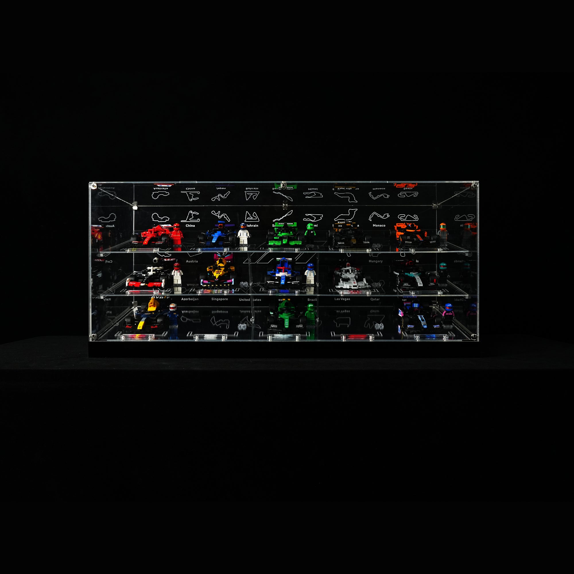 LED Light Acrylic Display Case for LEGO® Speed Champions F1 Car | 15 in 1 (LEGO® Set Not Included).