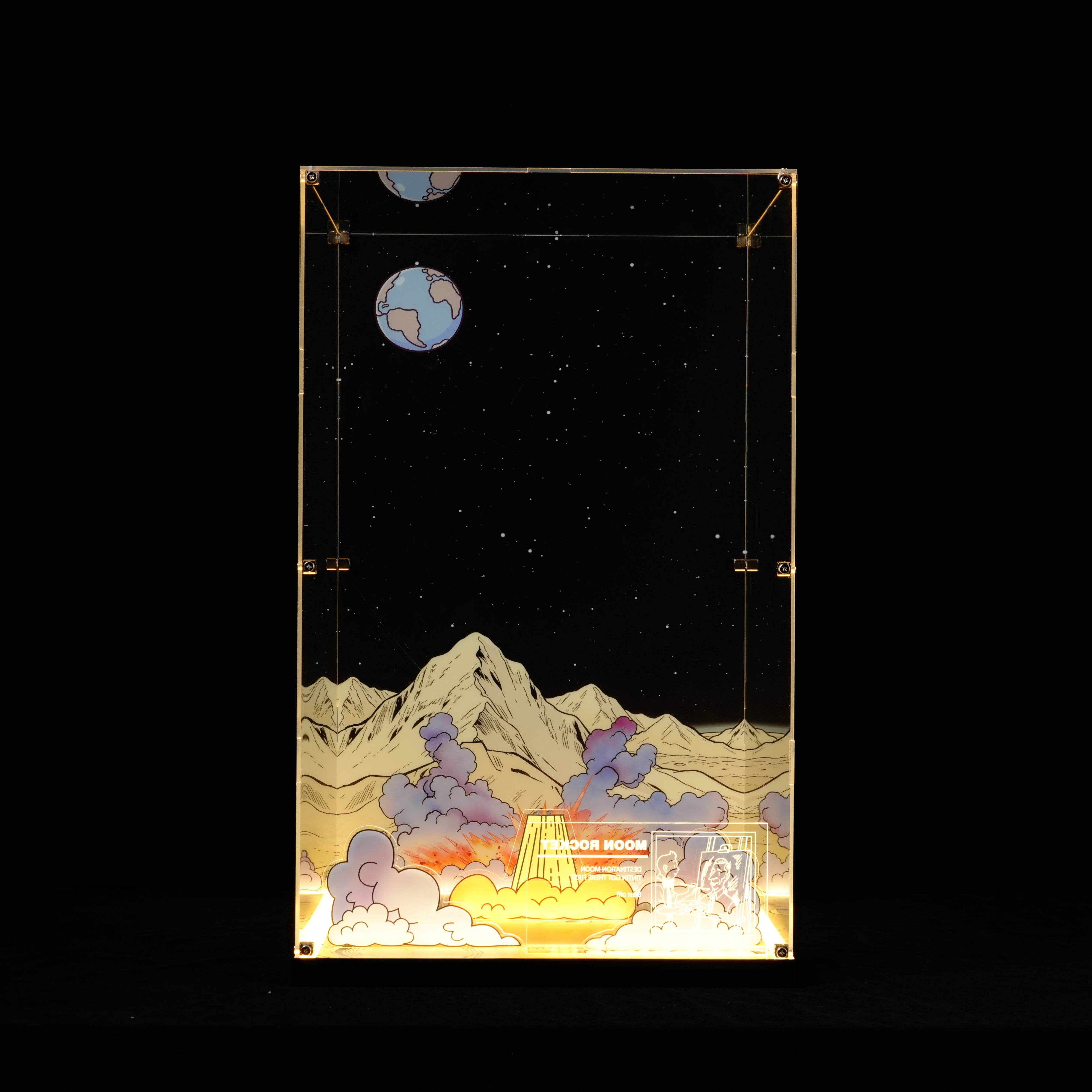 LED Light Acrylic Display Case for LEGO® Ideas 21367 Tintin® Moon Rocket (LEGO® Set NOT Include)