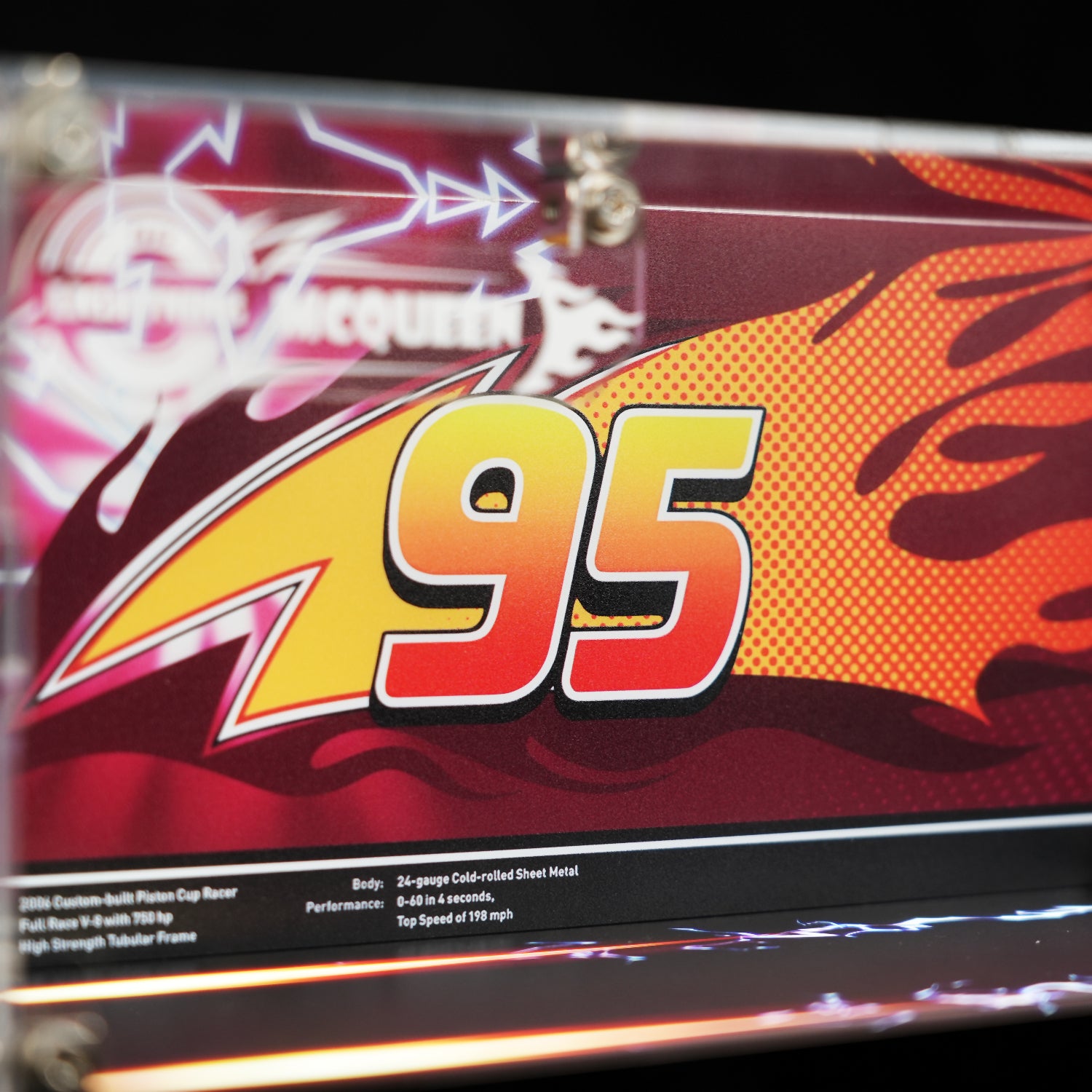 LED Light Acrylic Display Case for LEGO® Disney™ 77255 Lightning McQueen (LEGO® Set Not Included).