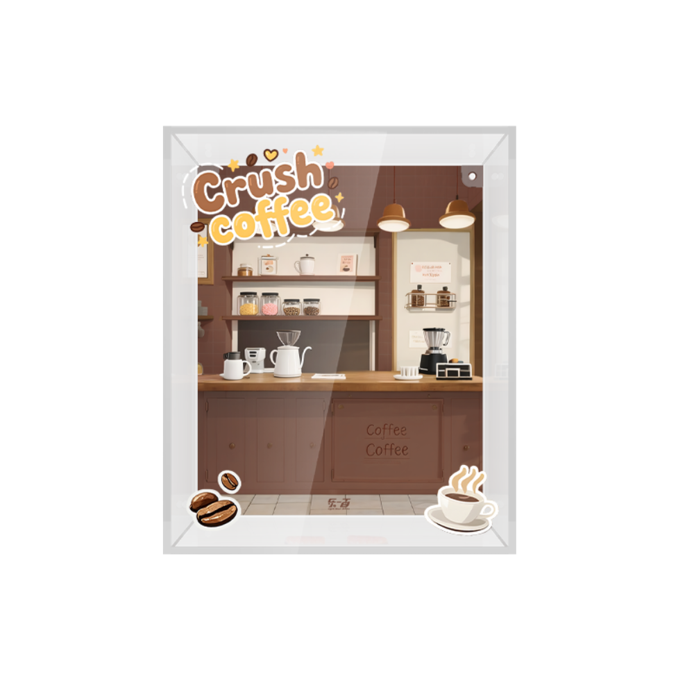 Acrylic Integrated Display Box for POP MART® DIMOO "Crush on Coffee Series" (Model Not Included).