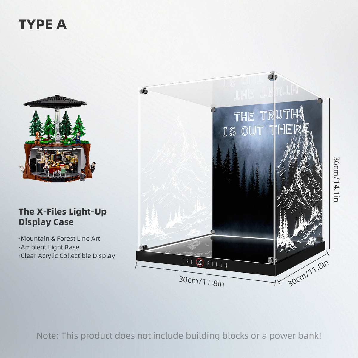 LED Light Acrylic Display Case for Ideas 21369 The X-Files (LEGO® Set Not Included)