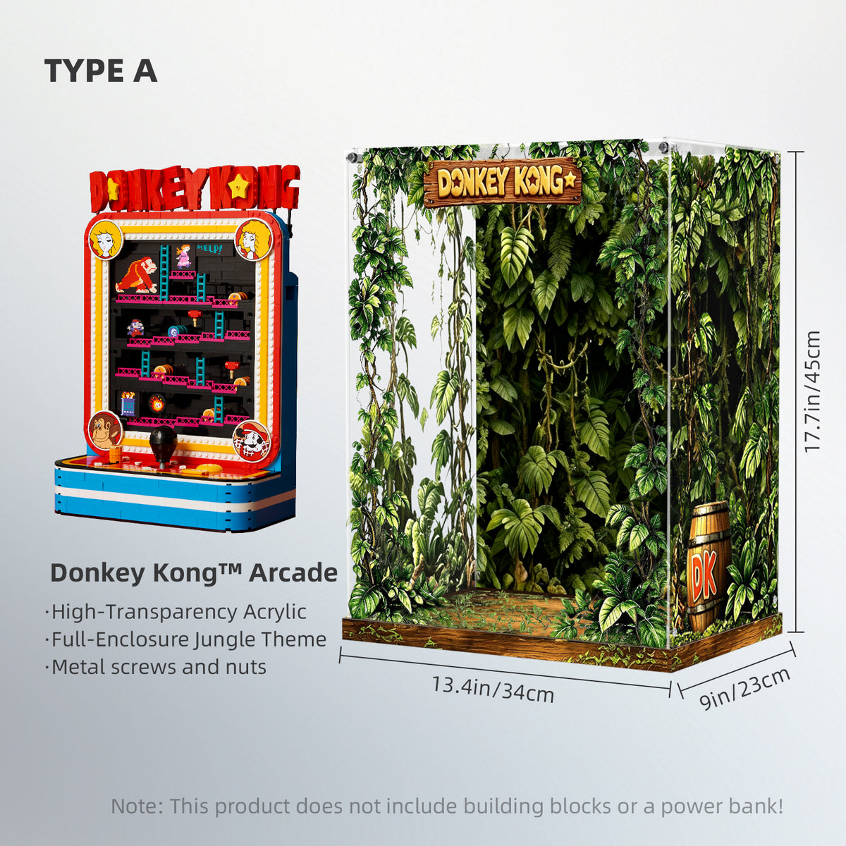 Acrylic Display Case for LEGO® Super Mario™ 72051 Donkey Kong™ Arcade (LEGO® Set Not Included)