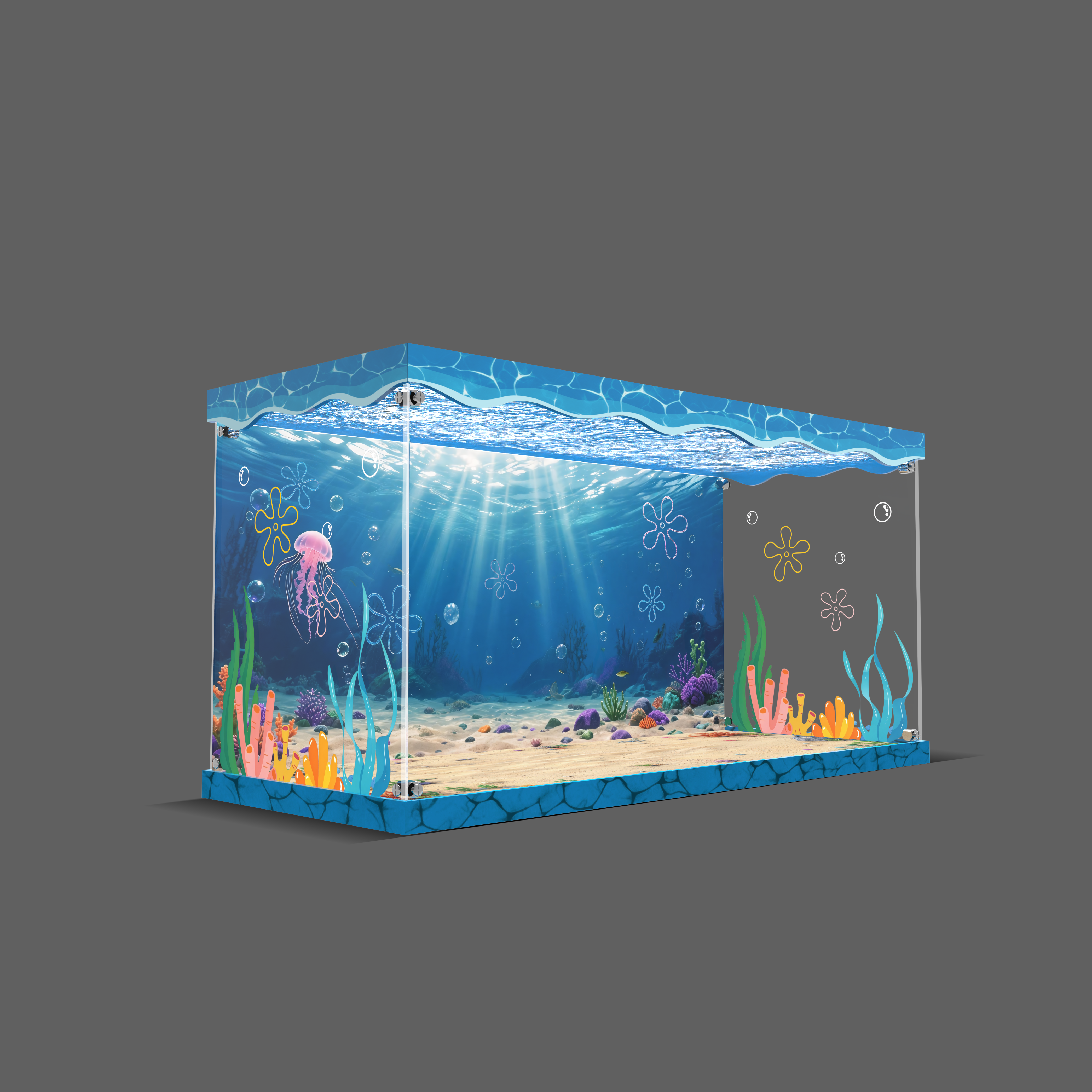 LED Light Acrylic Display Case for LEGO® Icons 11386 SpongeBob SquarePants: Bikini Bottom (LEGO® Set Not Included).