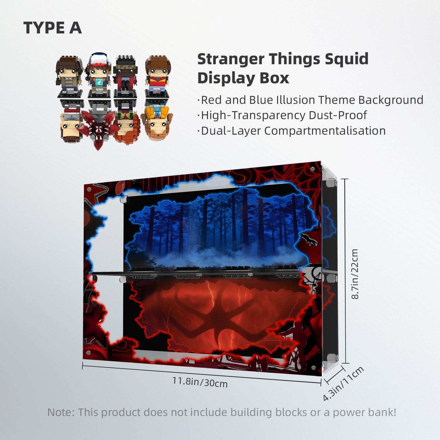 Acrylic Display Case for LEGO® BrickHeadz Stranger Things™ 40879 & 40801 Eleven, Max, Demogorgon and Holly Figure;Mike, Dustin, Lucas and Will Figures (LEGO® Set NOT Include)