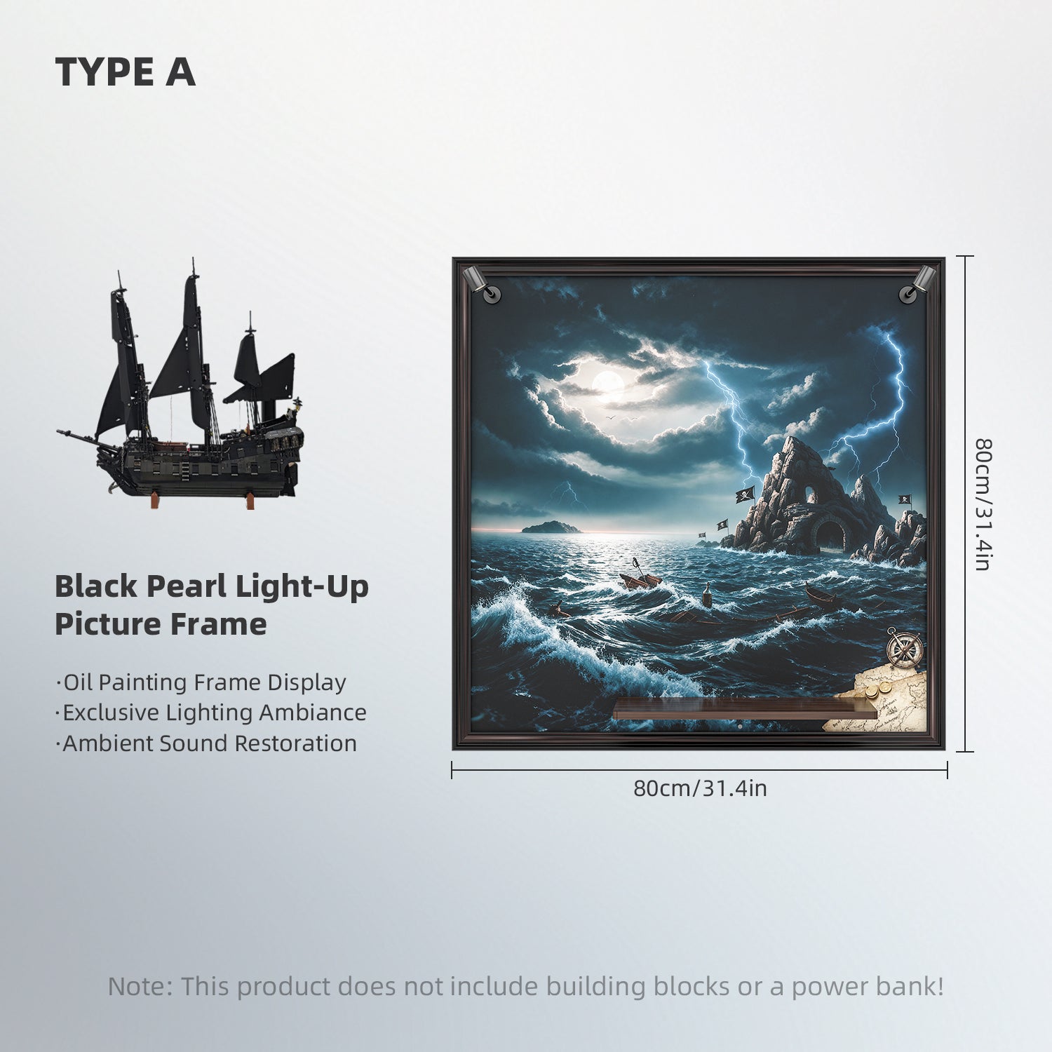 NookBricks LED Light Display Wall Mount for LEGO® Icons 10365 Captain Jack Sparrow's Pirate Ship ( LEGO® Set Not Included)