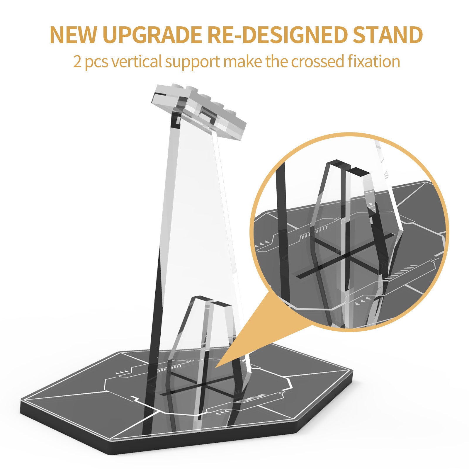 Universal Acrylic Display Stand with Mirror Base for LEGO® Star Wars Spaceship (LEGO® Set NOT Included)