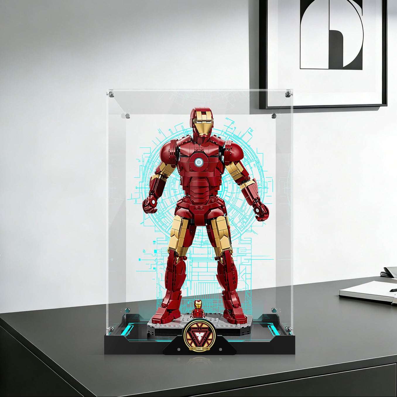 LED Light Acrylic Display Case for LEGO® Marvel™ 76344 Iron Man Mark 3 Collectors' Edition (LEGO® Set Not Included).
