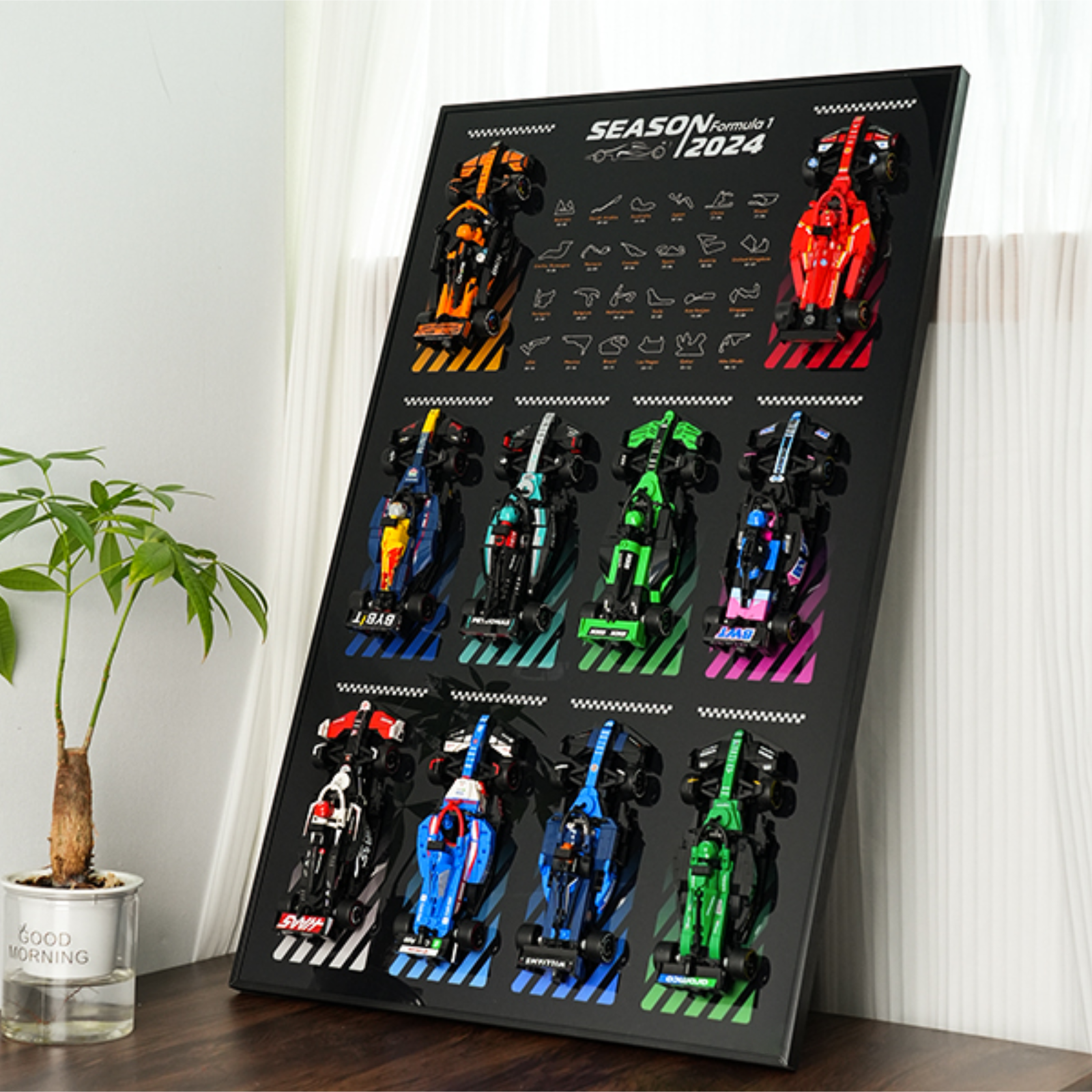 LED Light Acrylic Display Wall Mount for LEGO® 66802 (77422-77251) F1 Car Speed Champions Ultimate Formula 1 Collector's Pack (Lego Set Not Included)