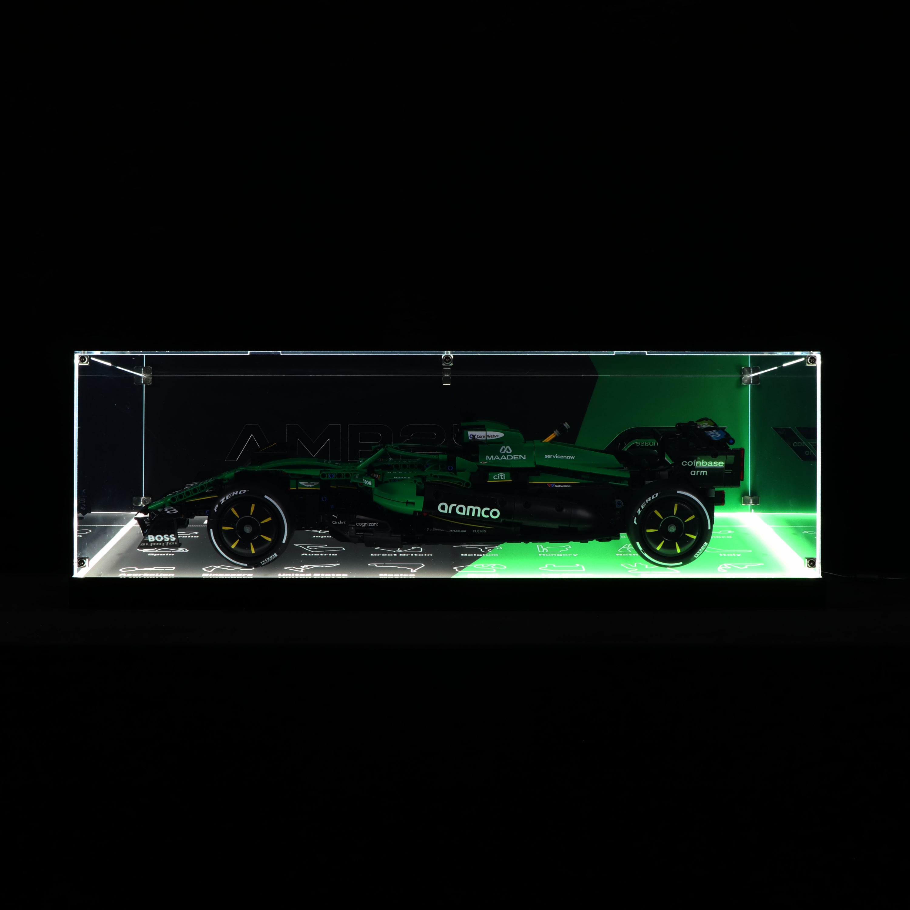 LED Light Acrylic Display Case for LEGO® Technic 42240 Aston Martin Aramco AMR25 F1® Car (LEGO® Set NOT Include)