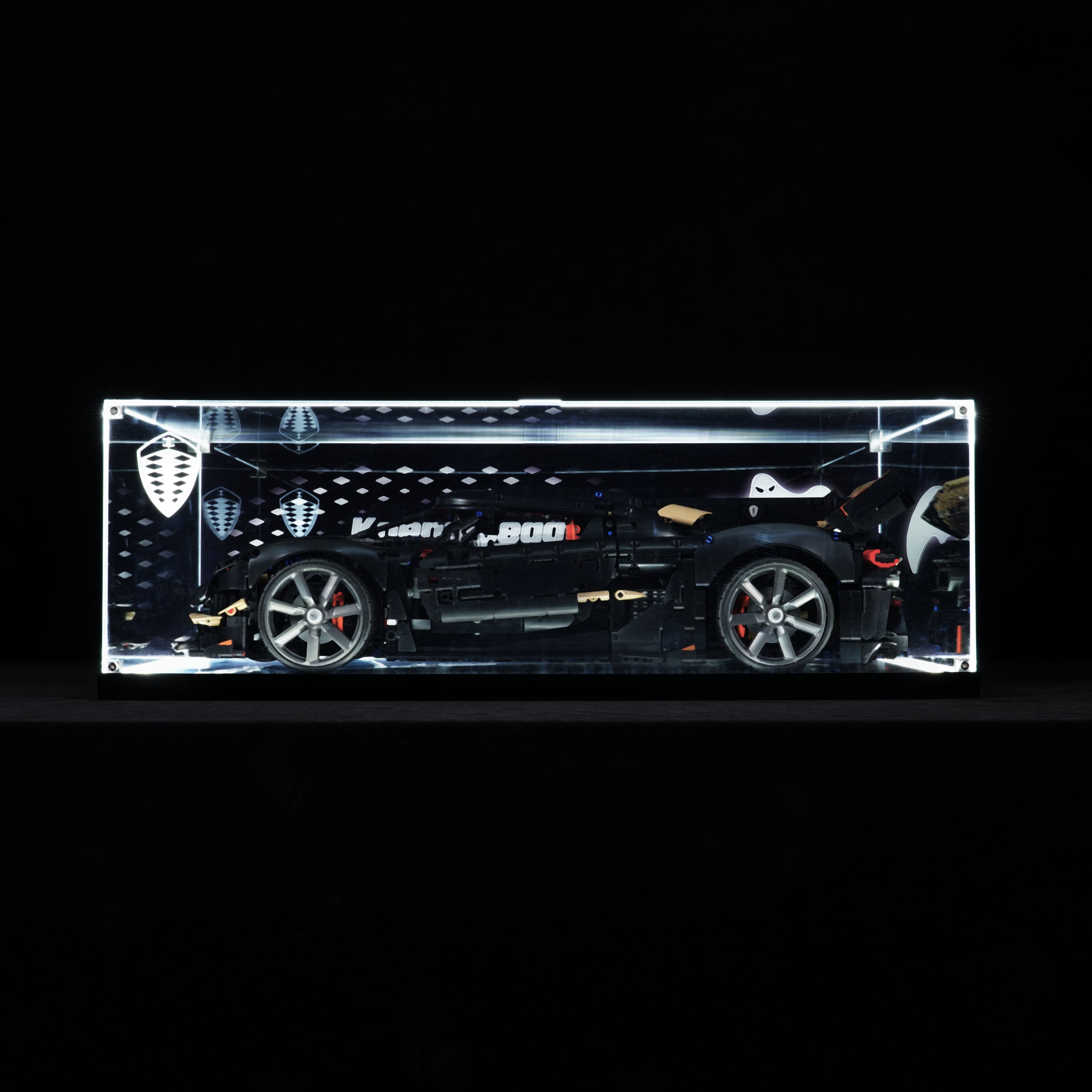 LED Light Acrylic Display Case for LEGO® Technic 42232 Koenigsegg Sadair's Spear Megacar (LEGO® Set Not Included).