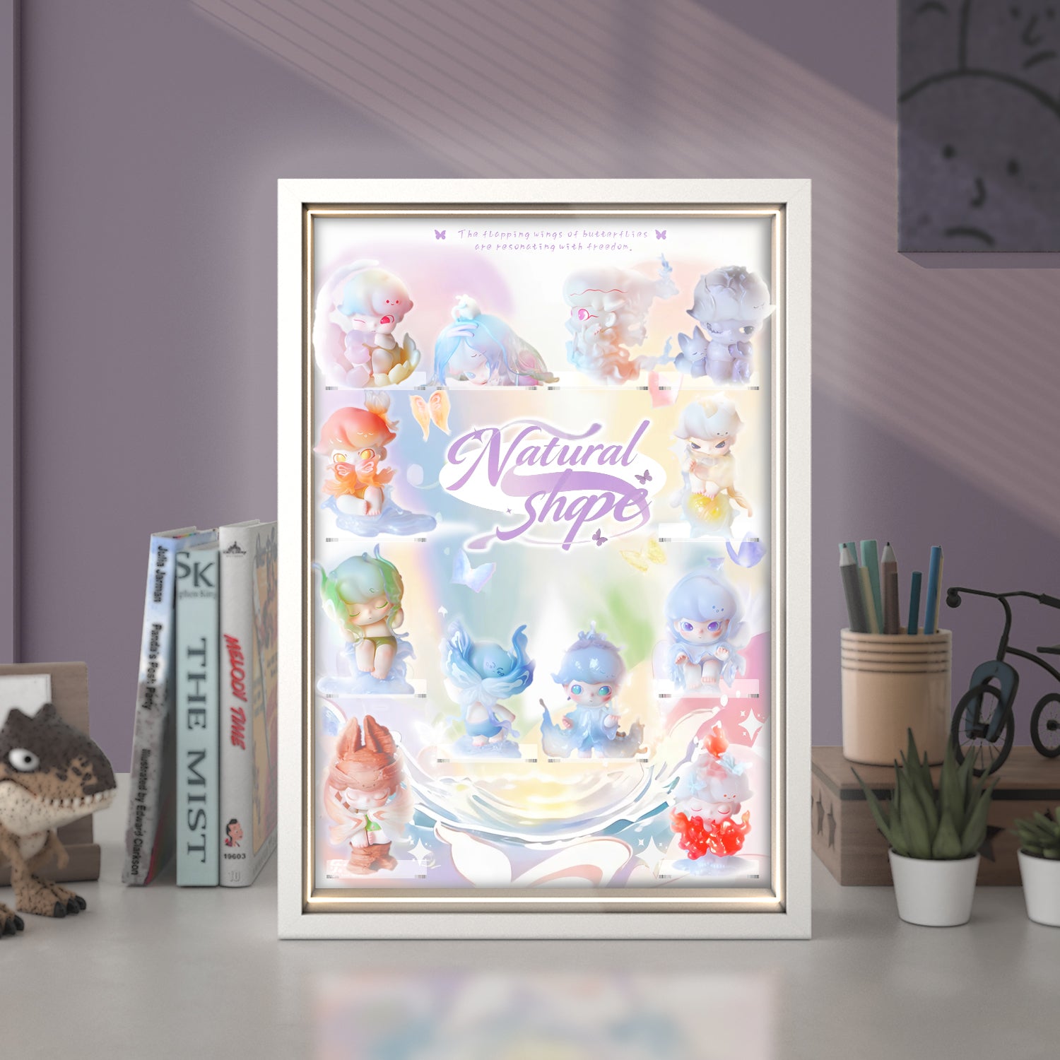 Acrylic Display Frame with LED Lights for POP MART® DIMOO "Shapes in Nature Series" (Model Not Included)