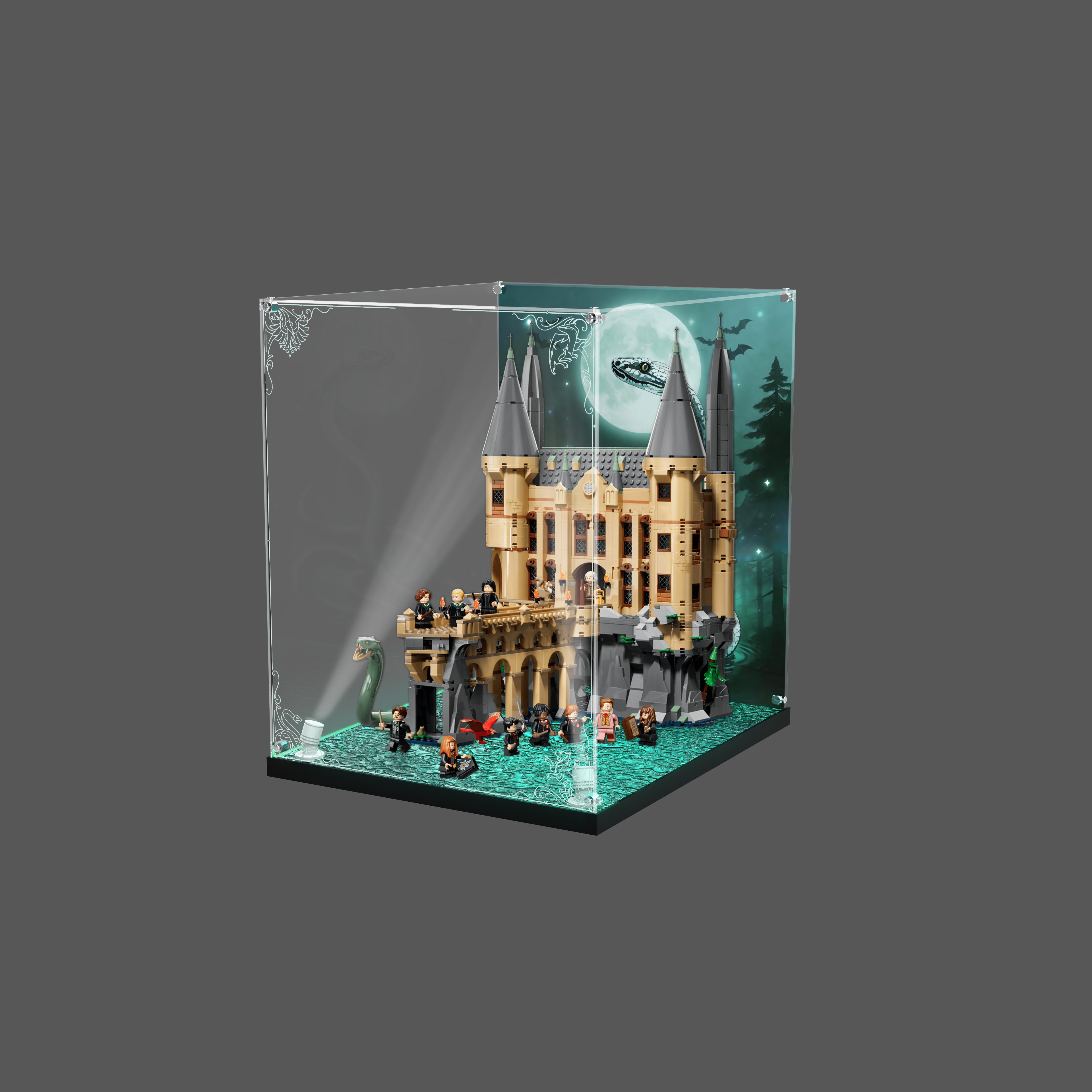 LED Light Acrylic Display Case for LEGO® Harry Potter™ 76473 Hogwarts™ Castle: East Wing (LEGO® Set Not Included).