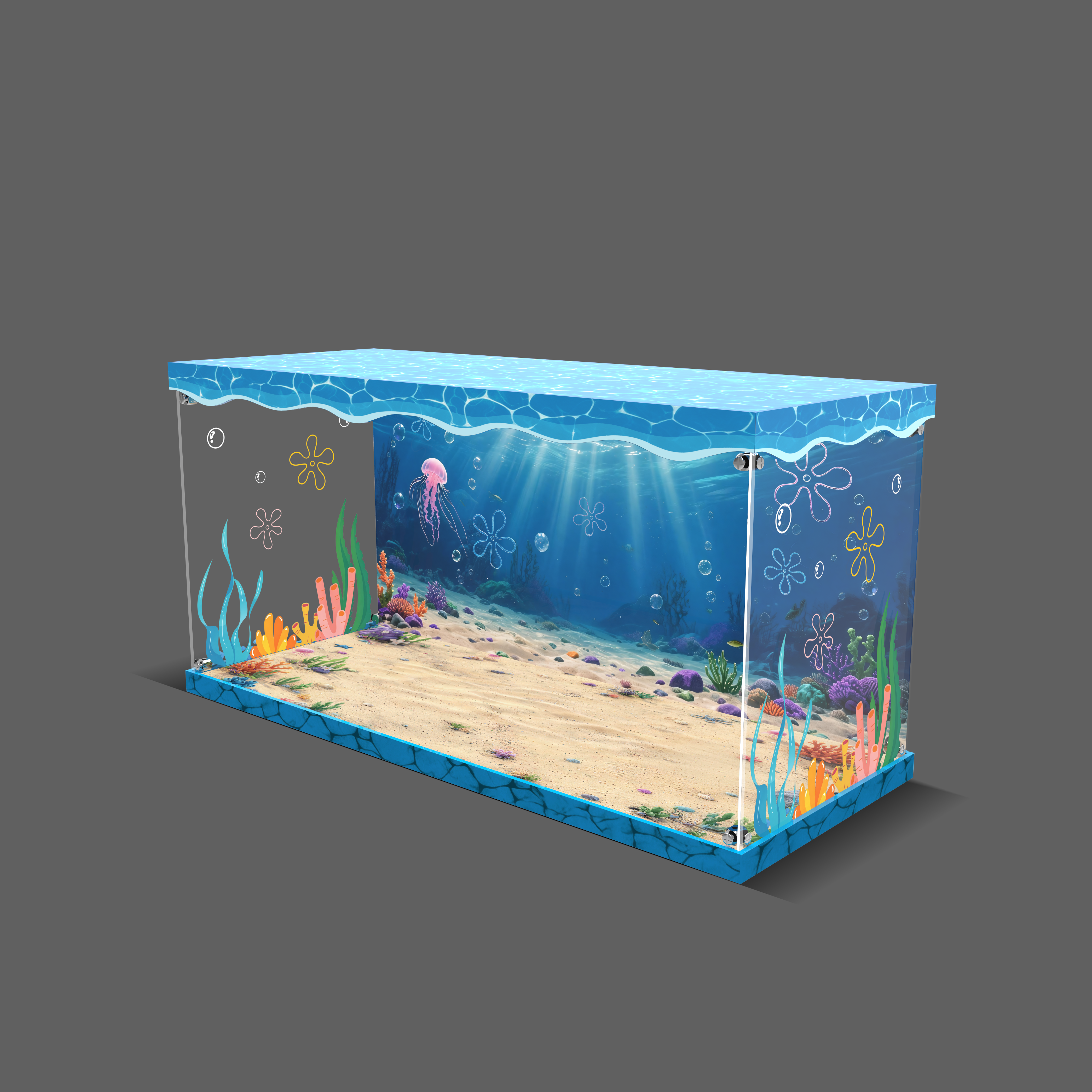 LED Light Acrylic Display Case for LEGO® Icons 11386 SpongeBob SquarePants: Bikini Bottom (LEGO® Set Not Included).