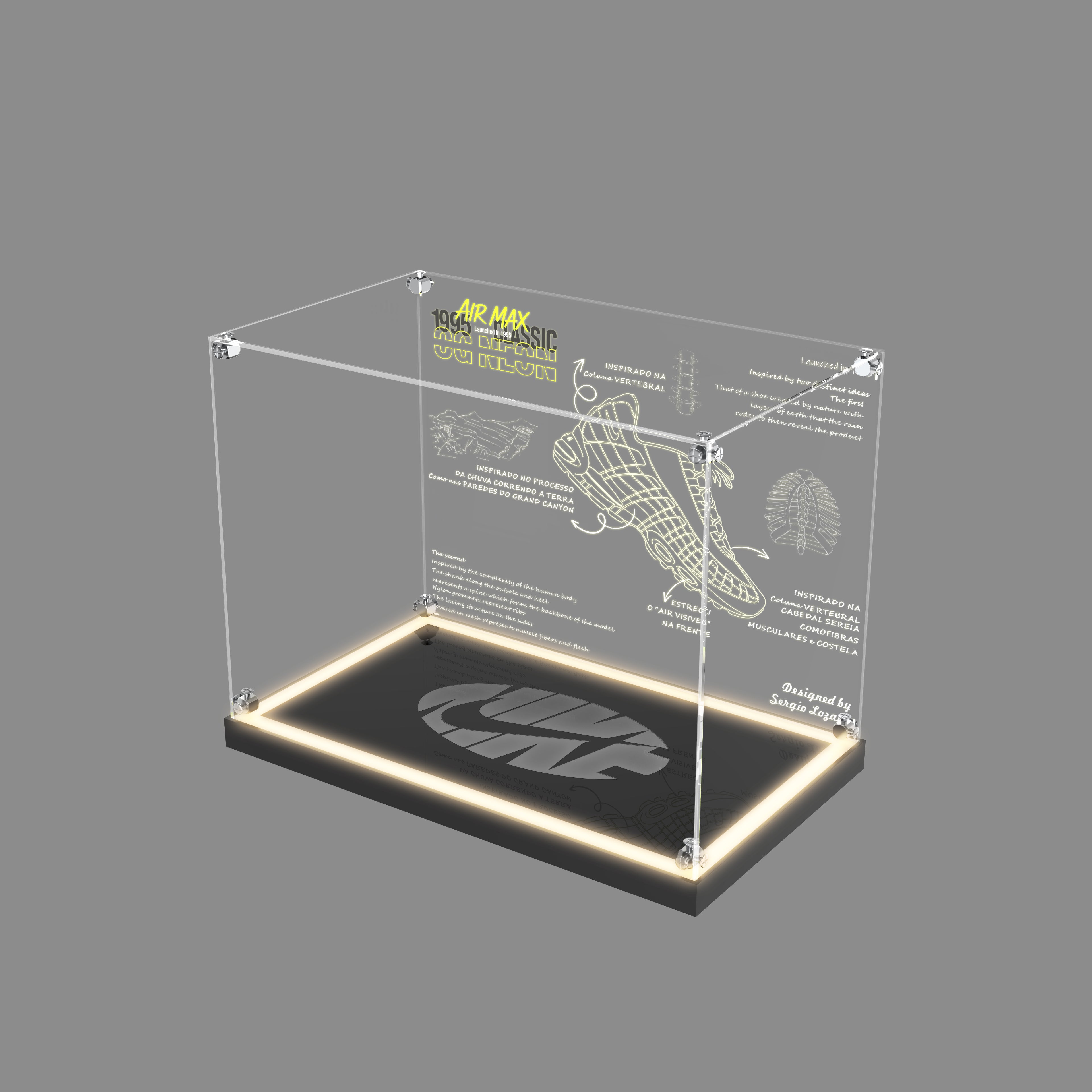 LED Light Acrylic Display Case for LEGO® Nike 43025 Nike Air Max 95 (LEGO® Set NOT Include)