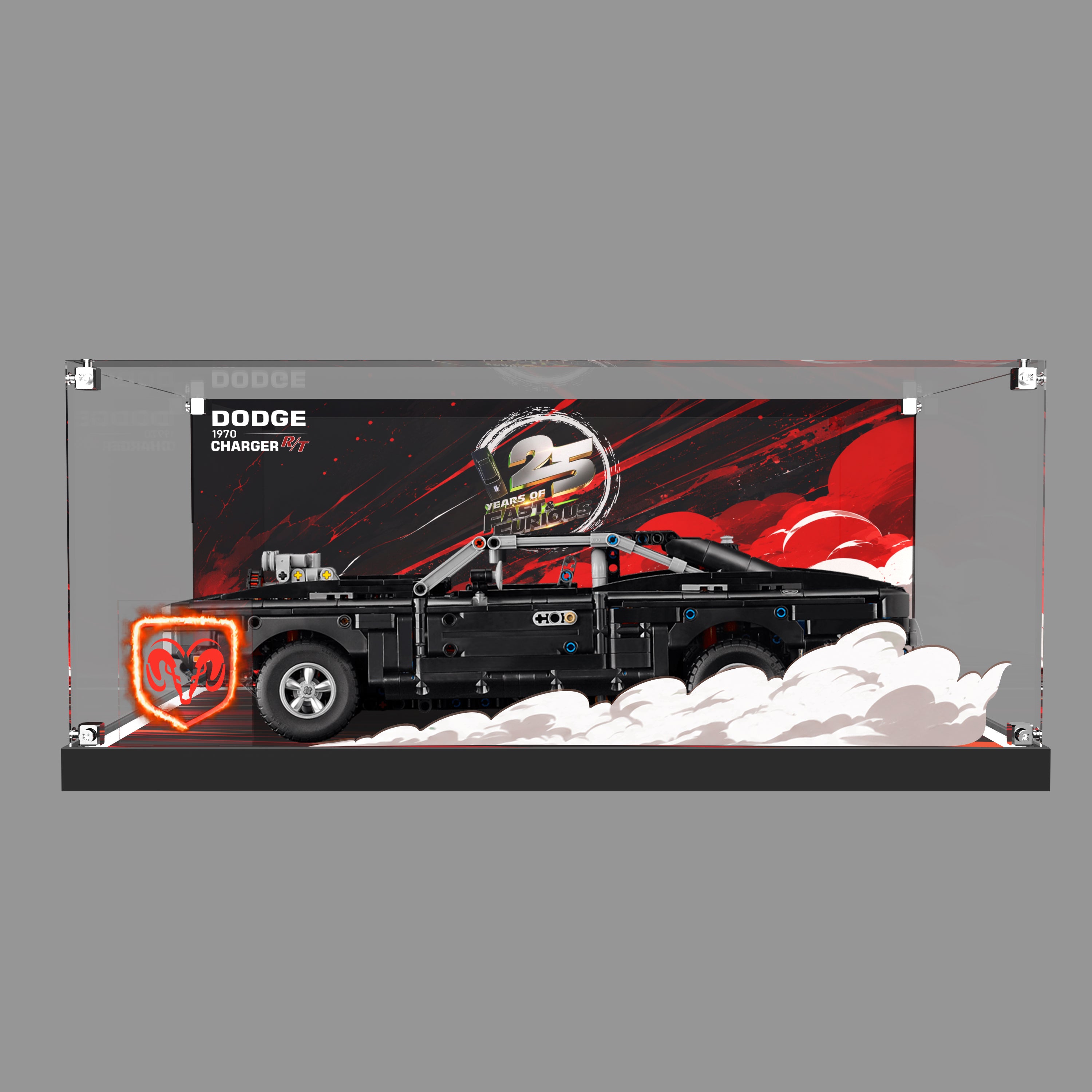 LED Light Acrylic Display Case for LEGO® Technic™ 42231 Fast and Furious Dodge Charger R/T Car (LEGO® Set NOT Include)