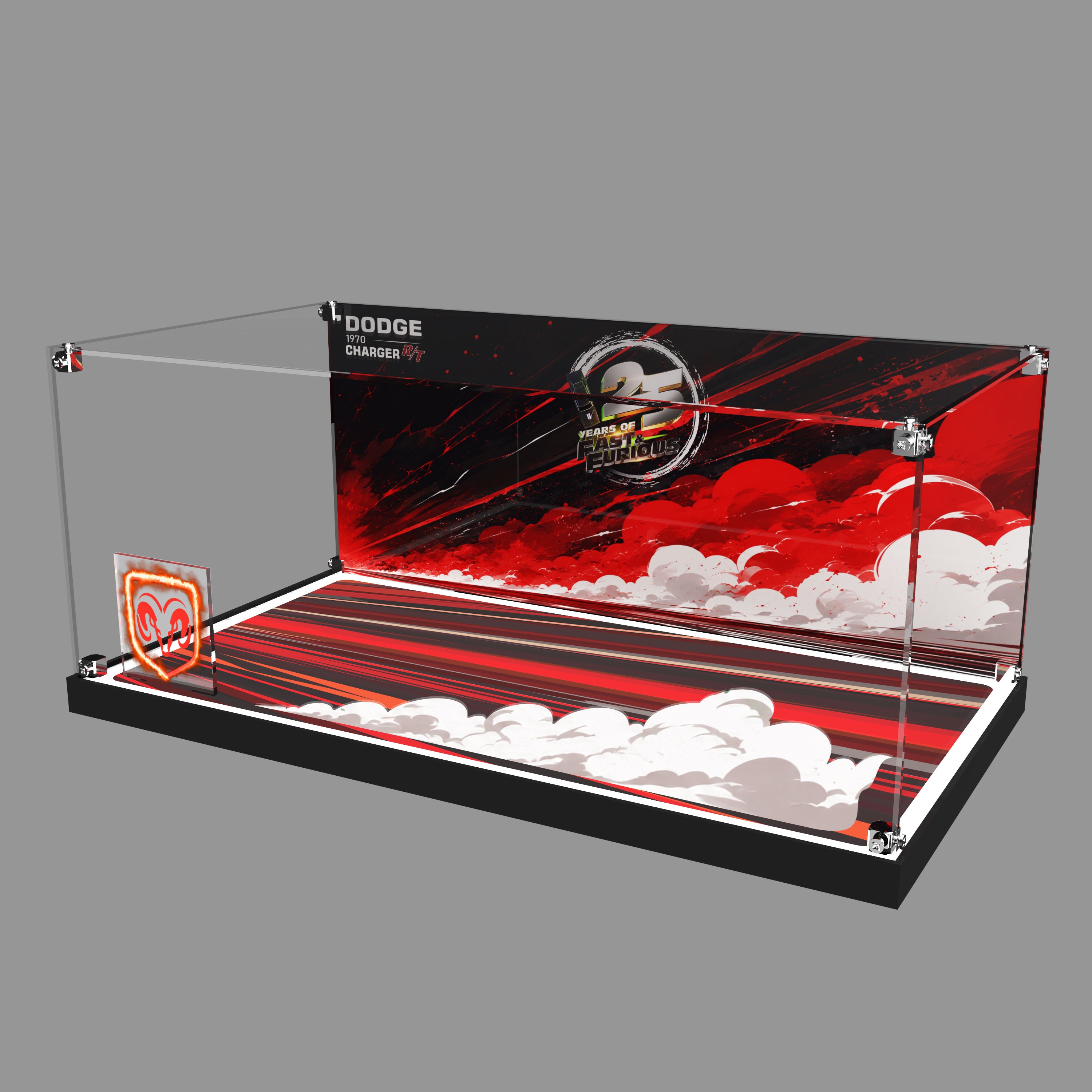 LED Light Acrylic Display Case for LEGO® Technic™ 42231 Fast and Furious Dodge Charger R/T Car (LEGO® Set NOT Include)