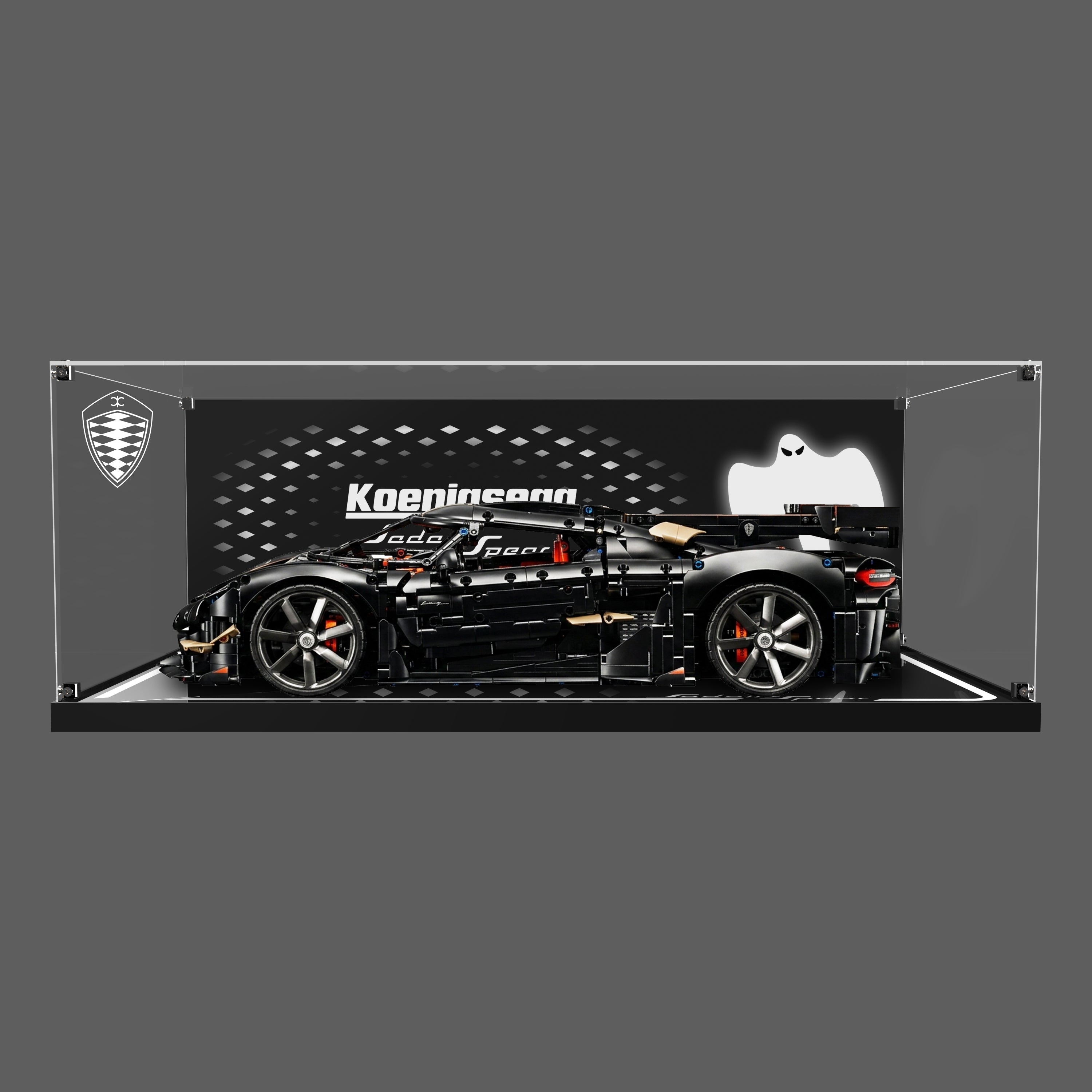 LED Light Acrylic Display Case for LEGO® Technic 42232 Koenigsegg Sadair's Spear Megacar (LEGO® Set Not Included).