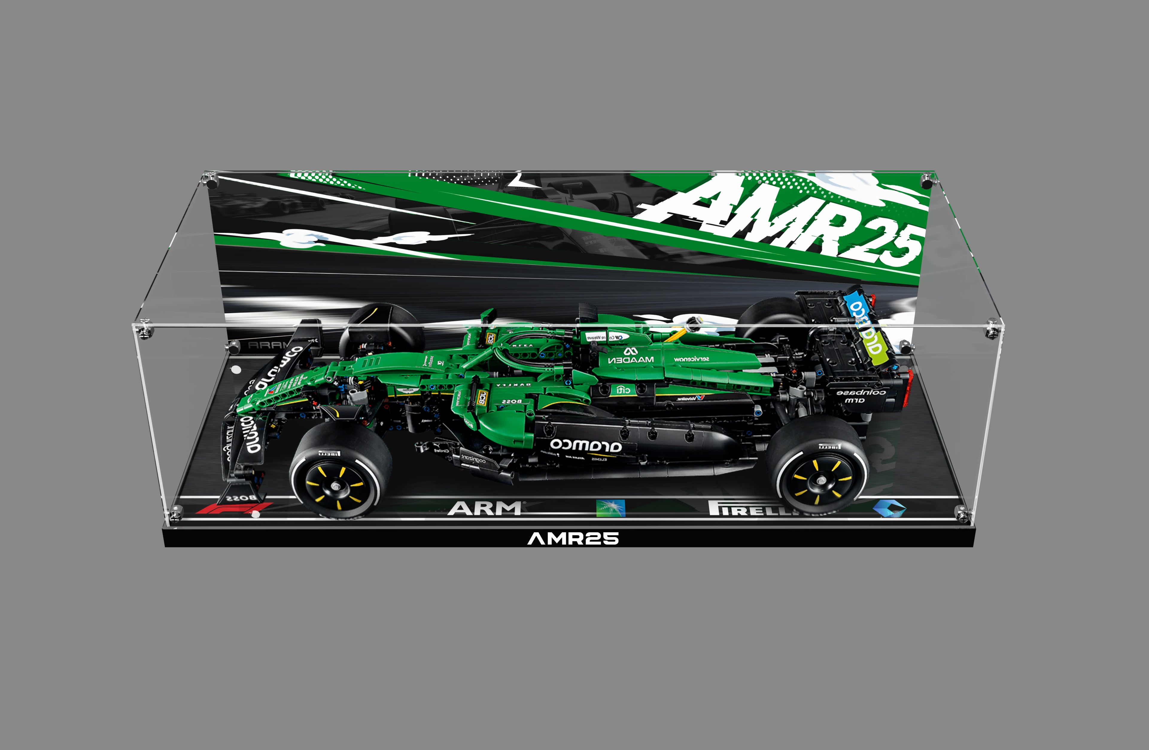 Acrylic Display Case for LEGO® Technic™ 42240 Aston Martin Aramco AMR25 F1® Car (LEGO® Set Not Included).