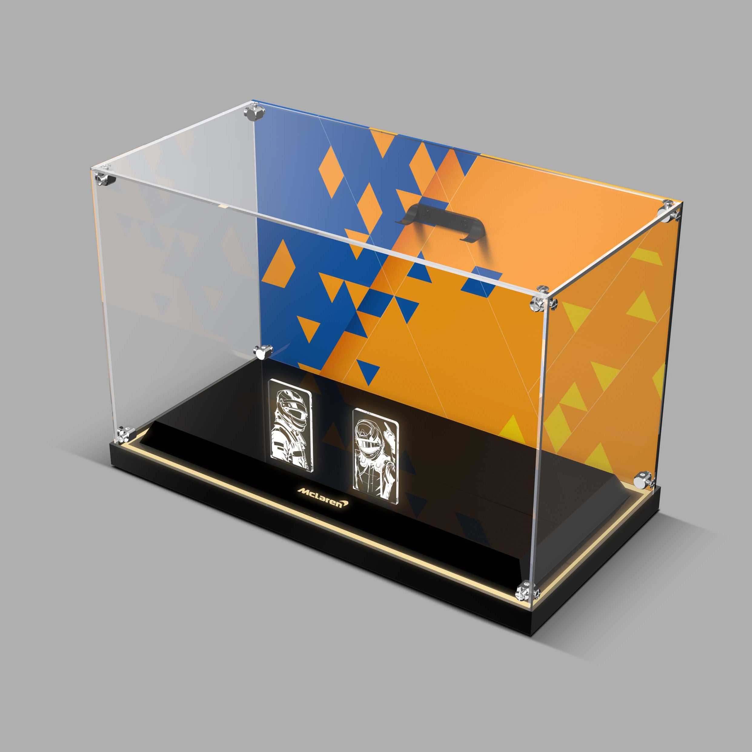 LED Light Acrylic Display Case for LEGO® Editions 43017 Oscar Piastri & 43023 Lando Norris McLaren F1® Team Helmet (LEGO® Set NOT Include)