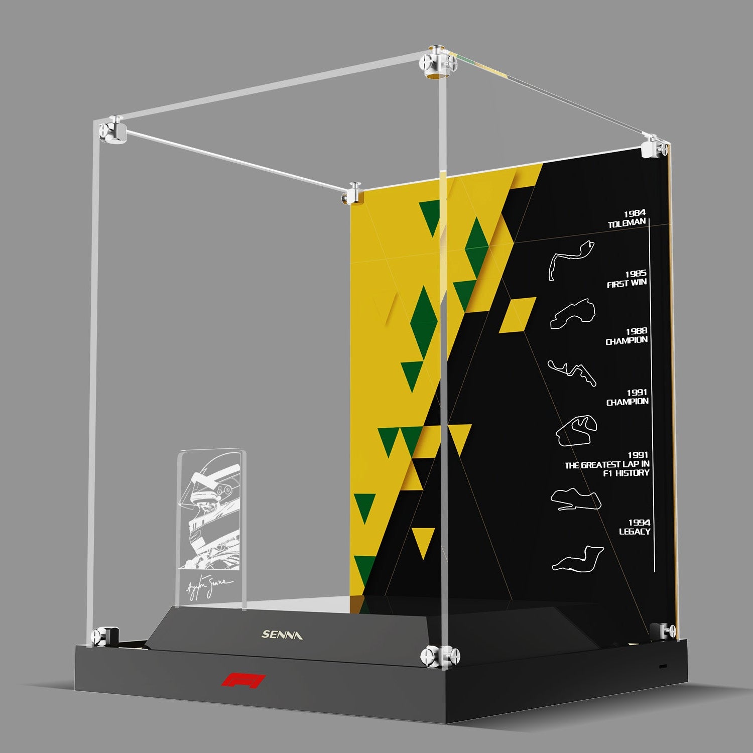LED Light Acrylic Display Case for LEGO® Editions 43024 Ayrton Senna Helmet (LEGO® Set NOT Included)