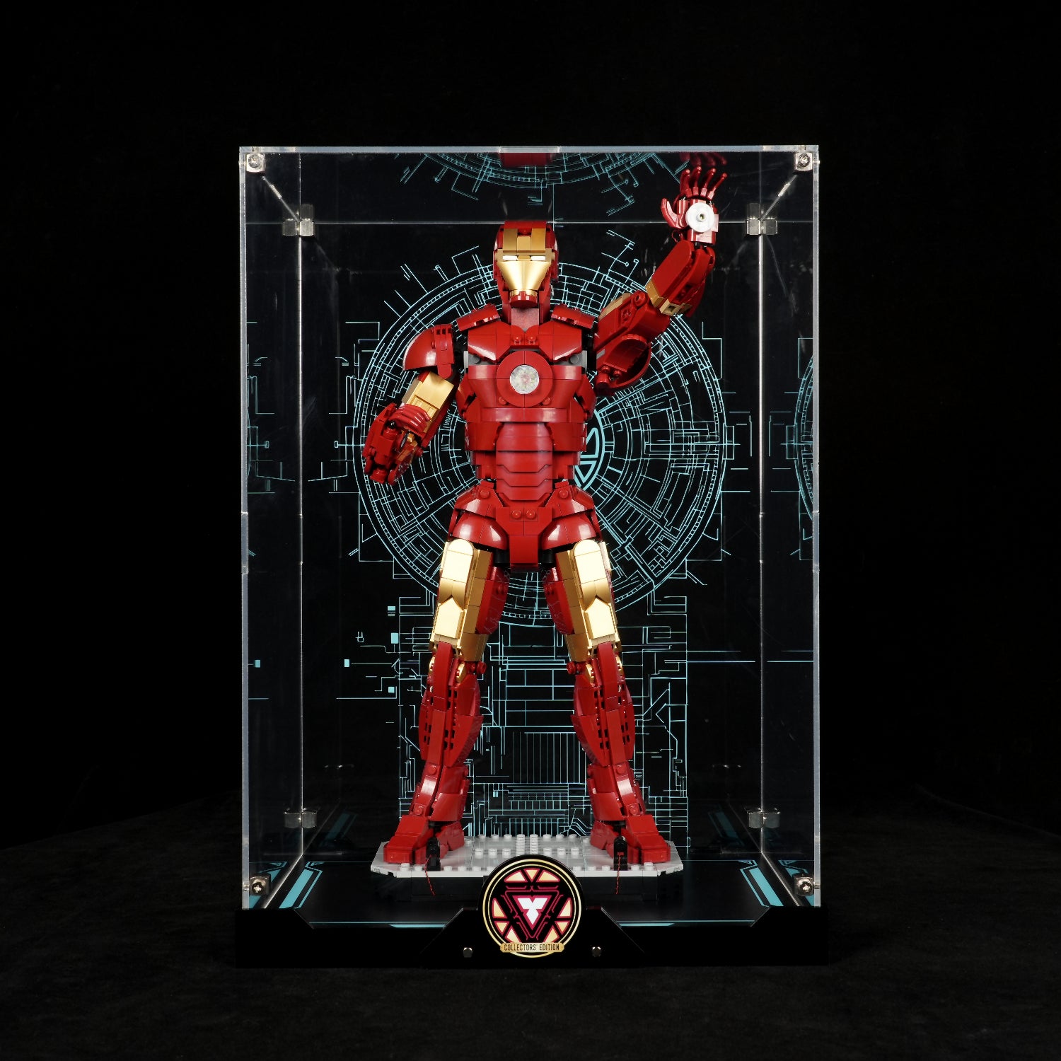 LED Light Acrylic Display Case for LEGO® Marvel™ 76344 Iron Man Mark 3 Collectors' Edition (LEGO® Set Not Included).