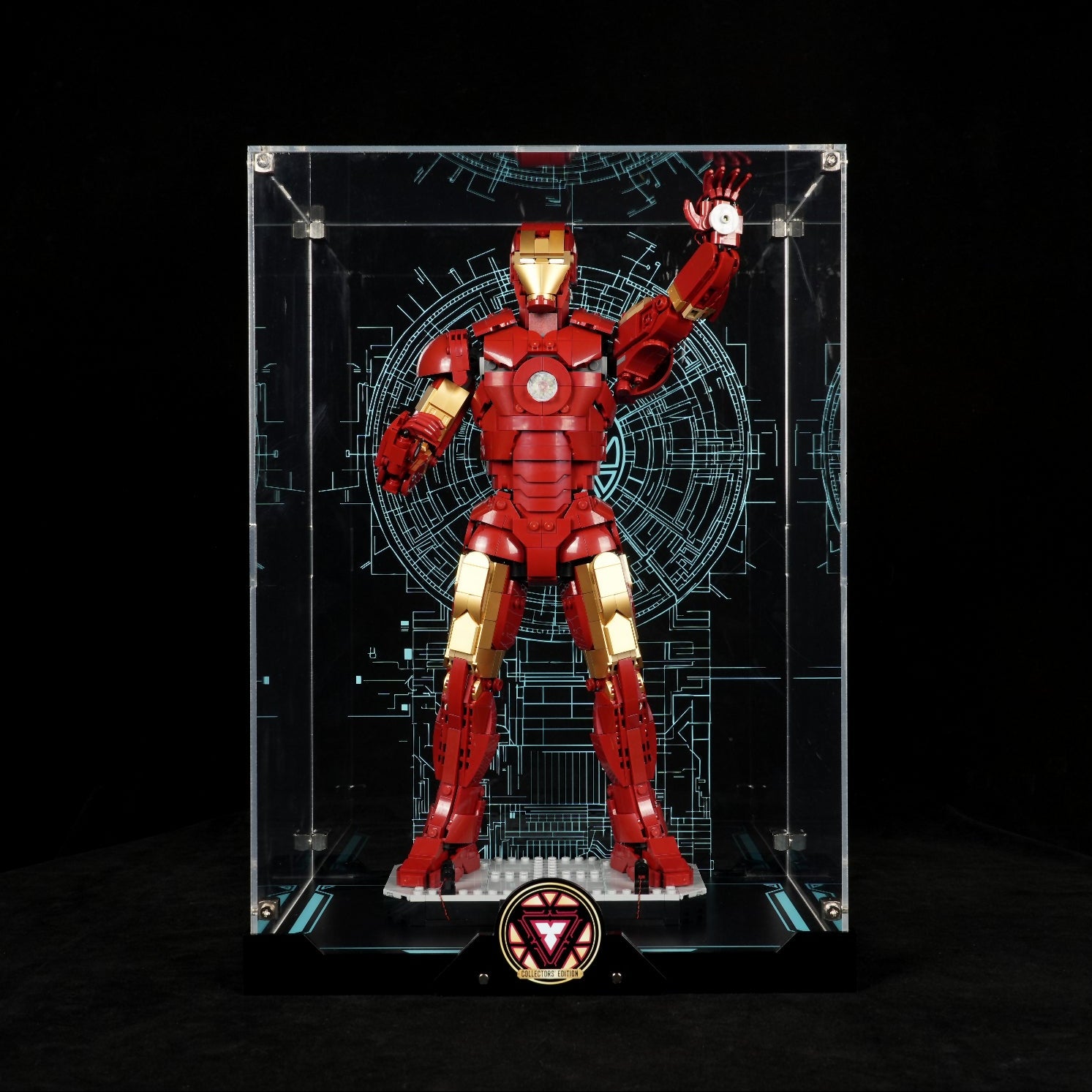 LED Light Acrylic Display Case for LEGO® Marvel™ 76344 Iron Man Mark 3 Collectors' Edition (LEGO® Set Not Included).