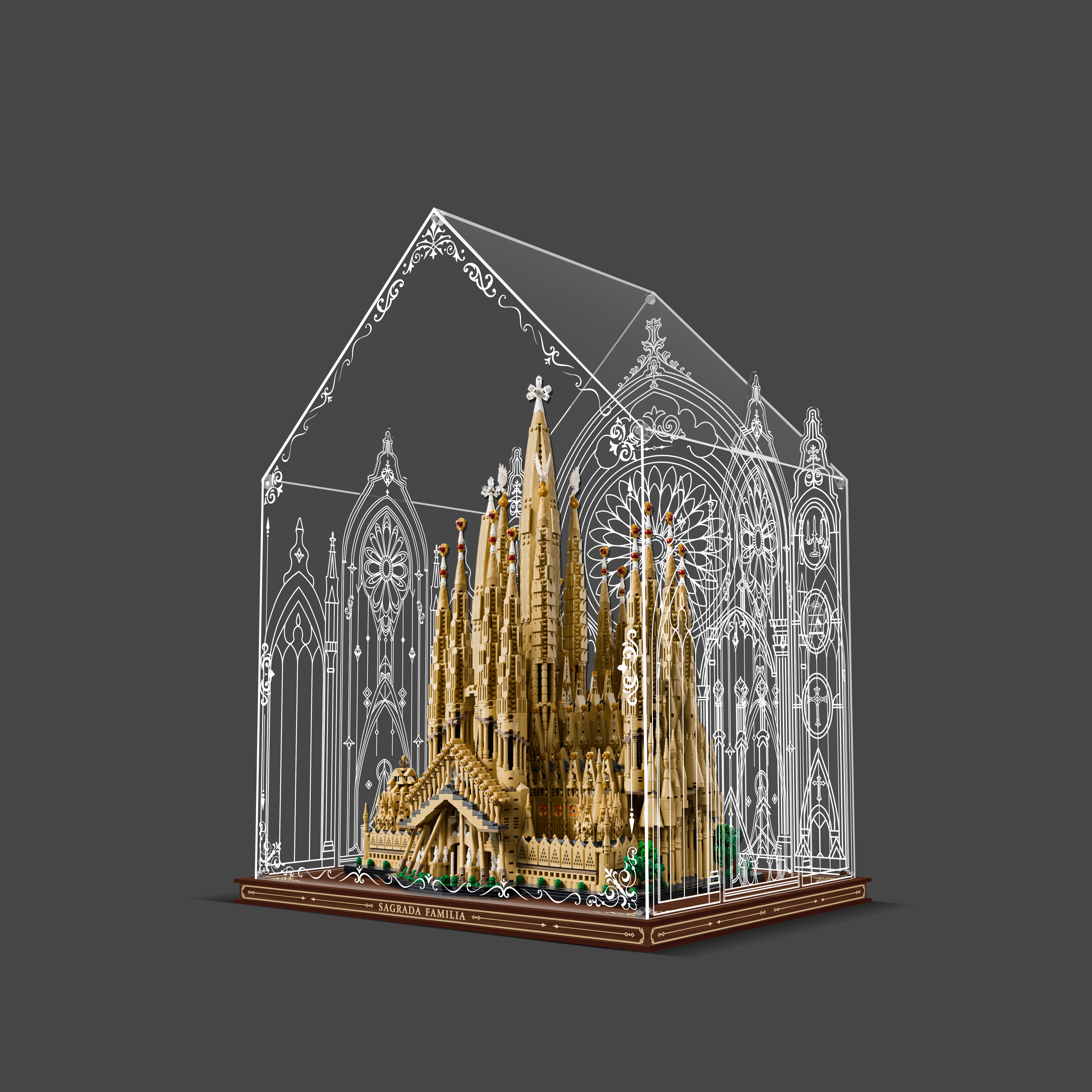 LED Light Acrylic Display Case for LEGO® Architecture 21065 Sagrada Família (LEGO® Set Not Included)