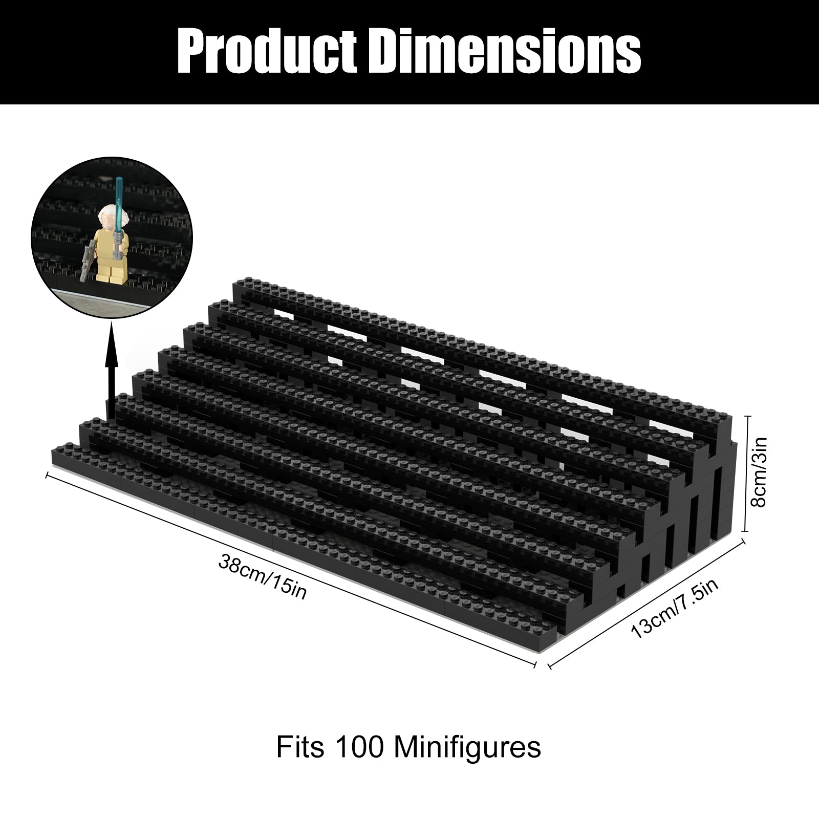 Universal Stepped Tier Display Stand for LEGO® Minifigures (Minifigures NOT Included)