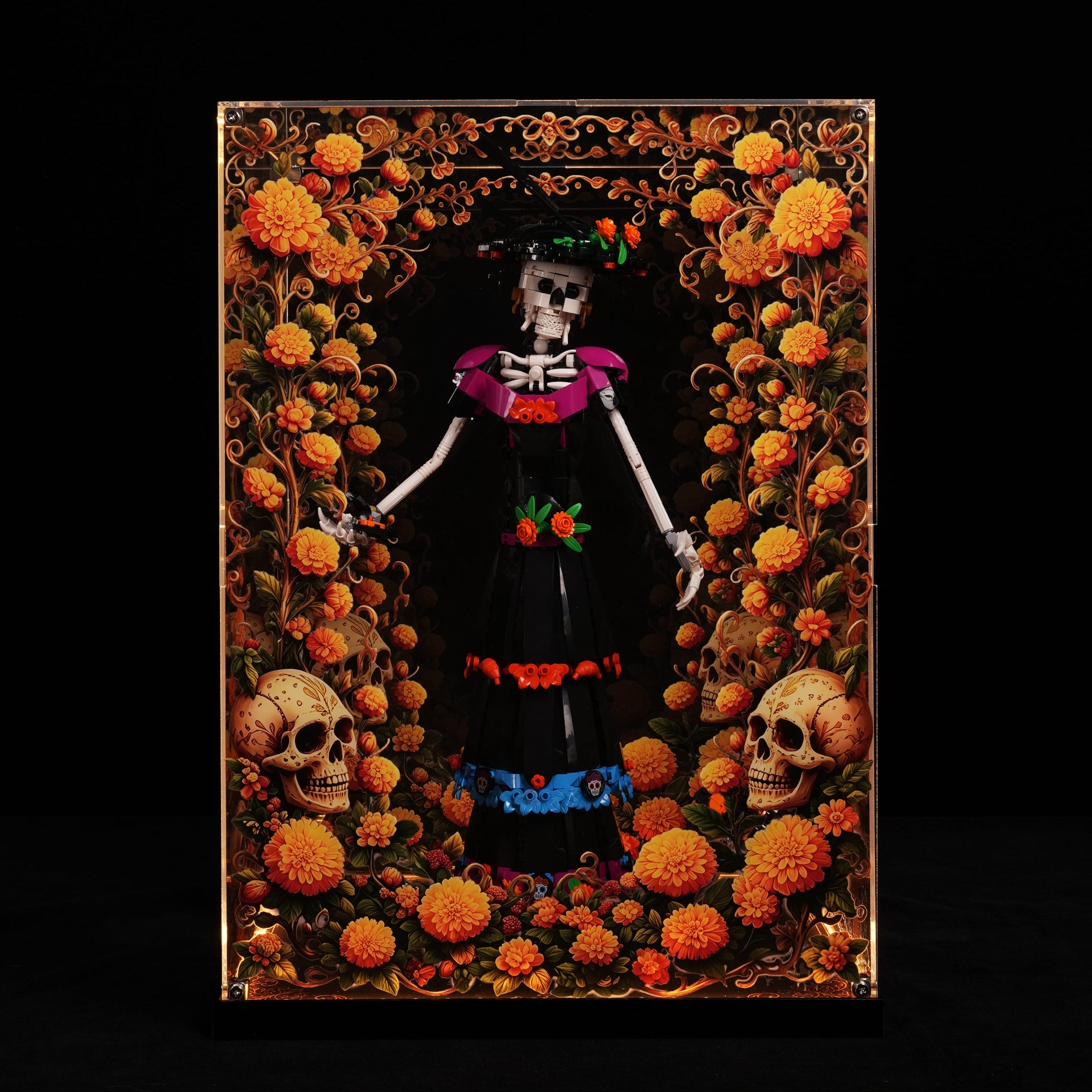 LED Light Acrylic Display Case for LEGO® Ideas 21372 La Catrina (LEGO® Set Not Included)