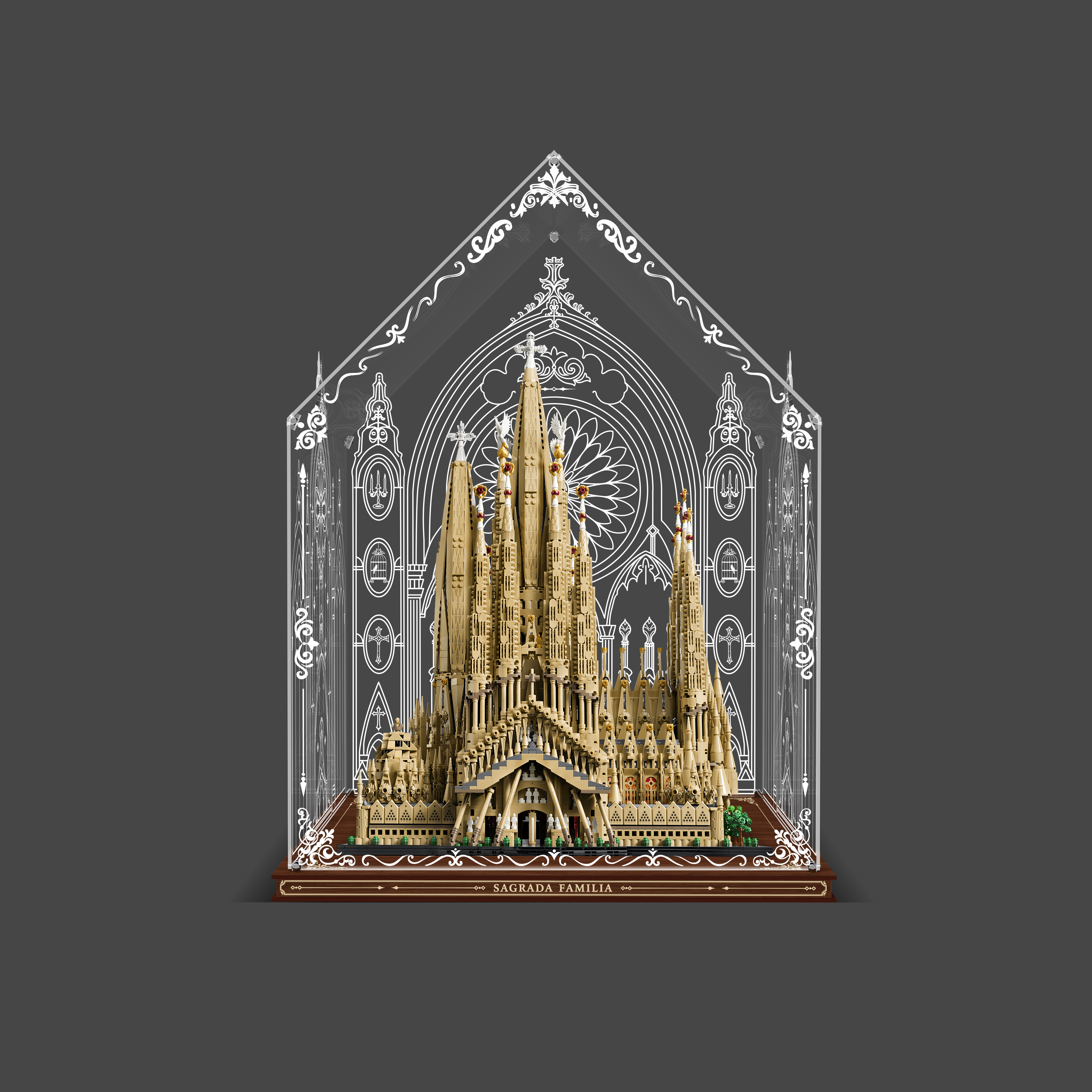 LED Light Acrylic Display Case for LEGO® Architecture 21065 Sagrada Família (LEGO® Set Not Included)