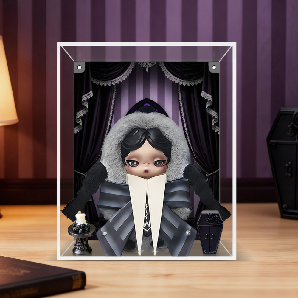 Acrylic Display Case for POP MART® SKULLPANDA “Wednesday Plush “ (Model Not Included)