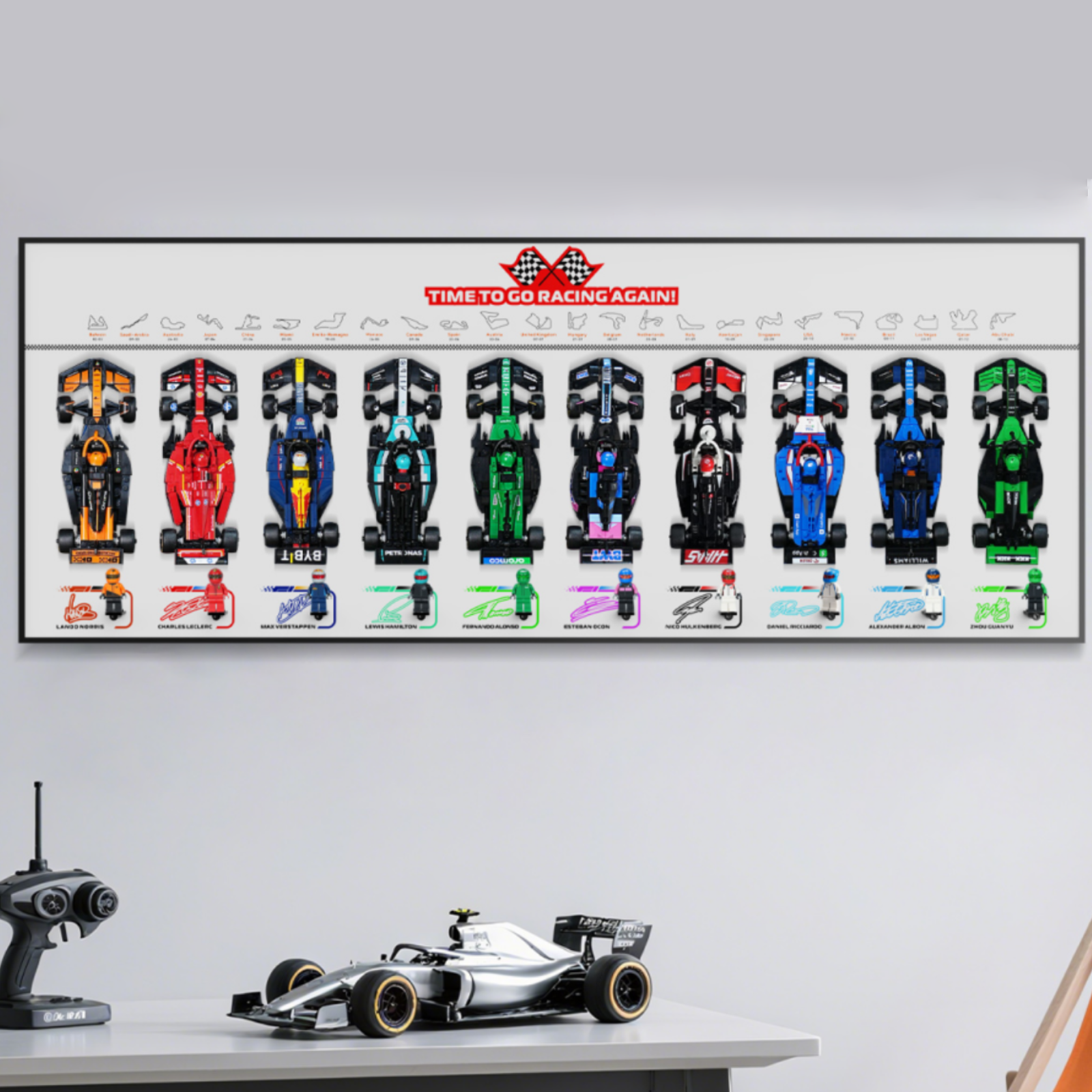 (Lego set Not Included) Display Wall Mount for Lego Speed Champions 66802 Horizontal arrangement