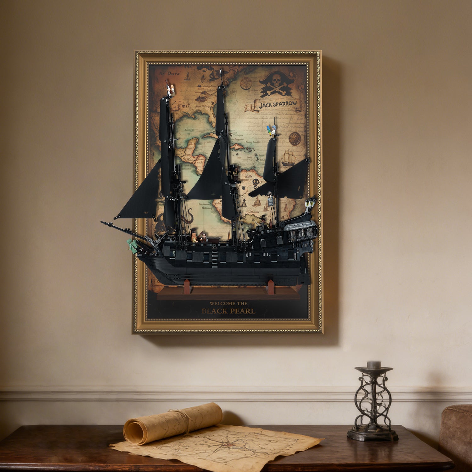 Display Wall Mount for LEGO® Icons 10365 Captain Jack Sparrow's Pirate Ship ( LEGO® Set Not Included)