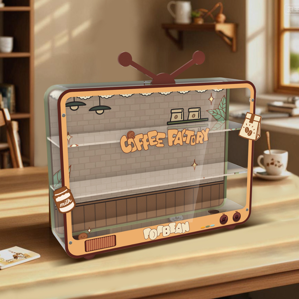 Acrylic TV-Style Frame for POP MART® BEAN "Coffee Factory Series" (Model Not Included)