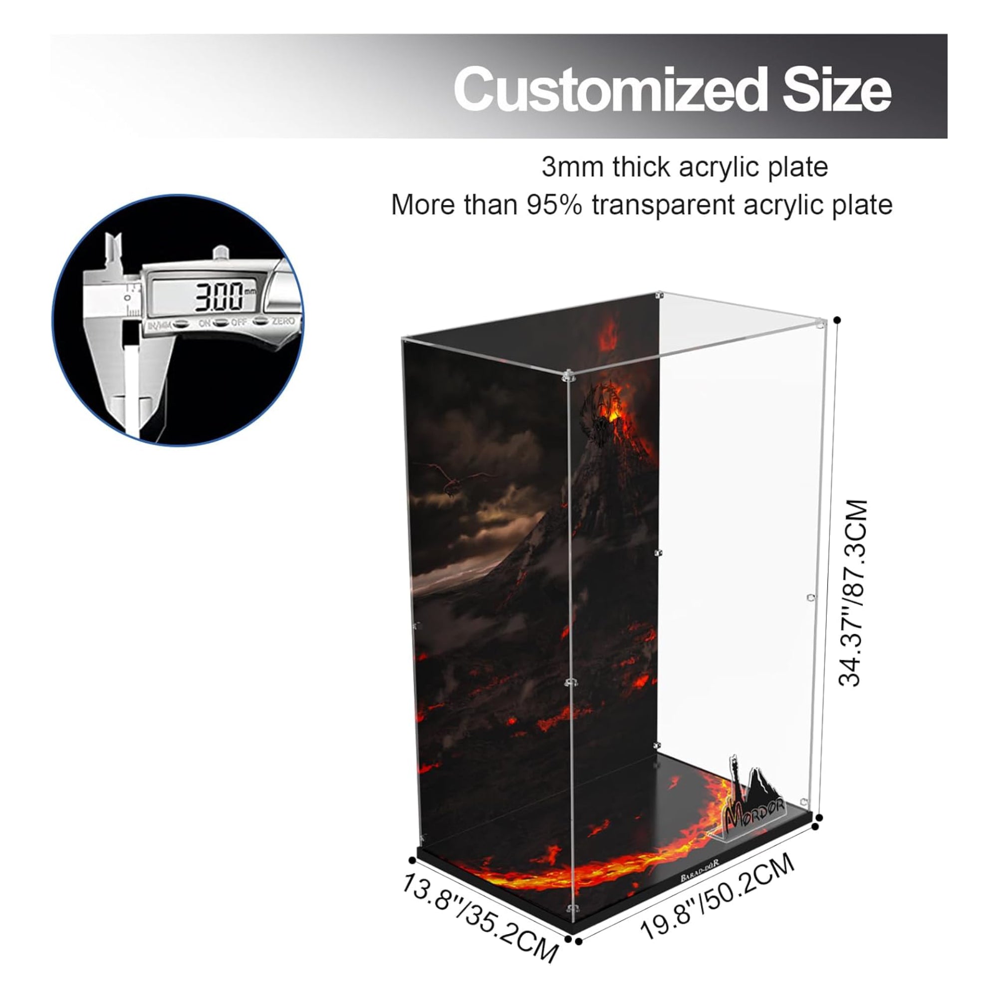Acrylic Display Case for LEGO® Lord of the Rings™ 10333 The Lord of the Rings: Barad-dûr™ (LEGO® Set NOT Included)