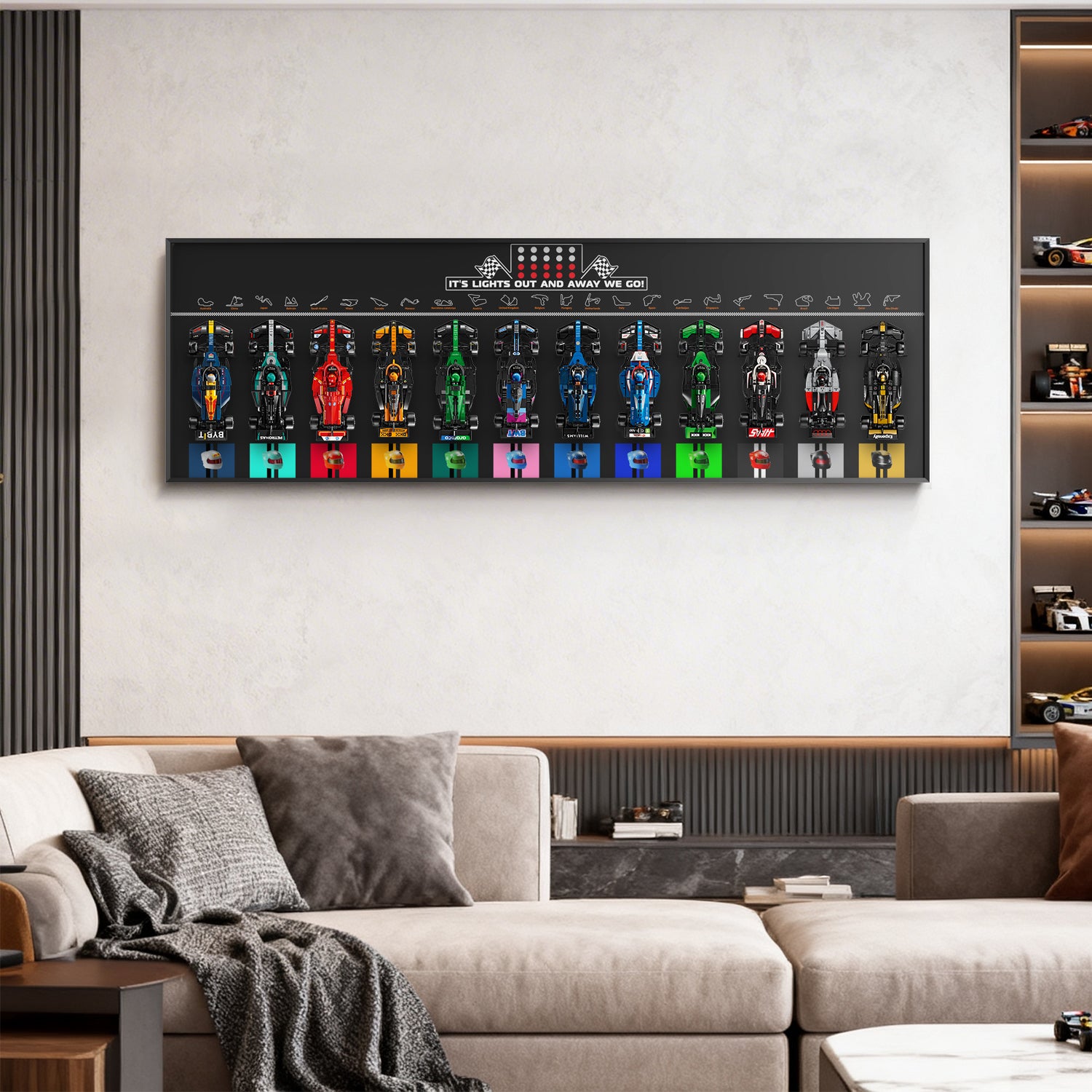 Display Wall Mount for LEGO® Speed Champions 66802 (77422-77251), 77252 & 77259 | 12 F1 Cars (LEGO® Set NOT Included)