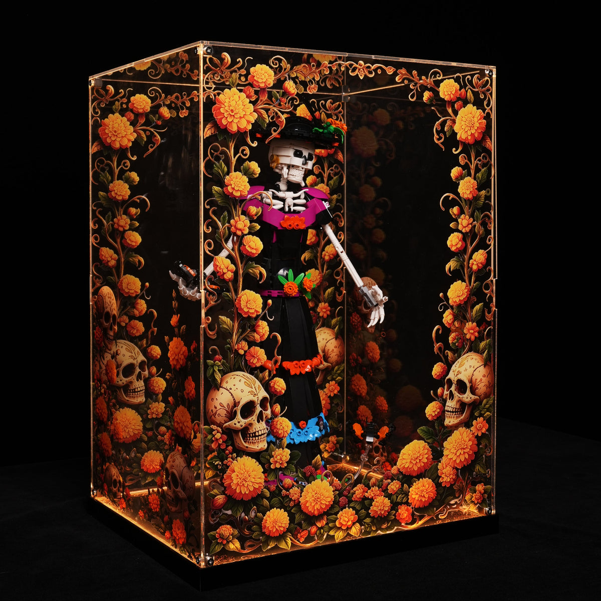 LED Light Acrylic Display Case for LEGO® Ideas 21372 La Catrina (LEGO® Set Not Included)