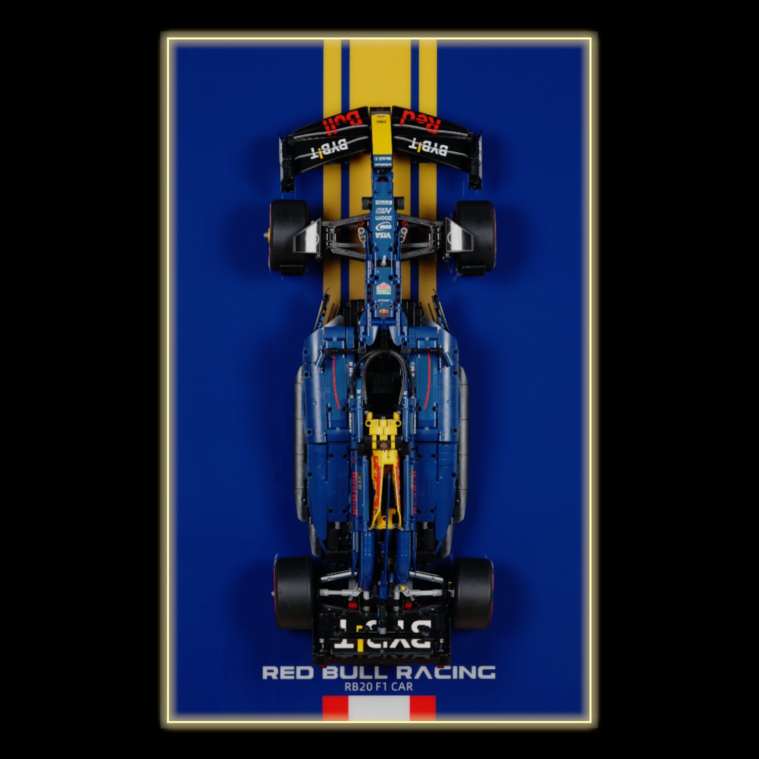 Display Wall Mount for LEGO® Technic 42206 Oracle Red Bull Racing RB20 F1 Car (LEGO® Set NOT Include)