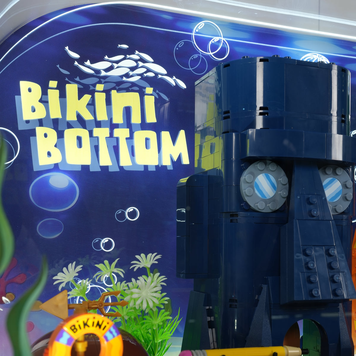One-Piece Design LED Light Acrylic Display Case for LEGO® Icons 11386 SpongeBob SquarePants™: Bikini Bottom (LEGO® Set Not Included)