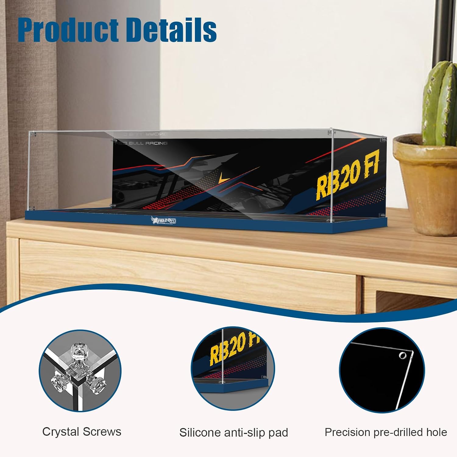 Acrylic Display Case for LEGO® Technic™ 42206 Oracle Red Bull Racing RB20 F1 Car (LEGO® Set Not Included).