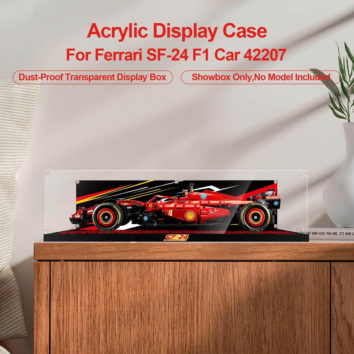 Acrylic Display Case for LEGO® Technic™ 42207 Ferrari SF-24 F1 Car(LEGO® Set Not Included).