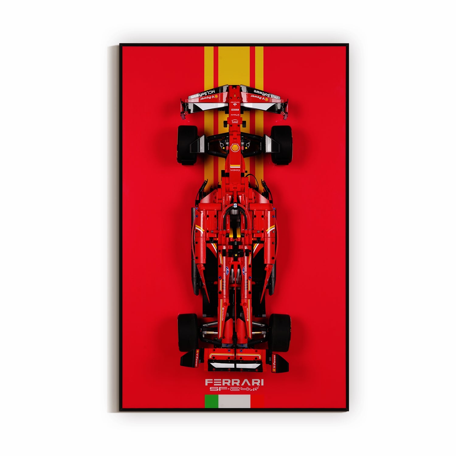 LED-beleuchtete Acryl-Wandhalterung für LEGO® 42207 Technic Ferrari SF-24 F1-Rennwagen (LEGO-Set nicht enthalten)