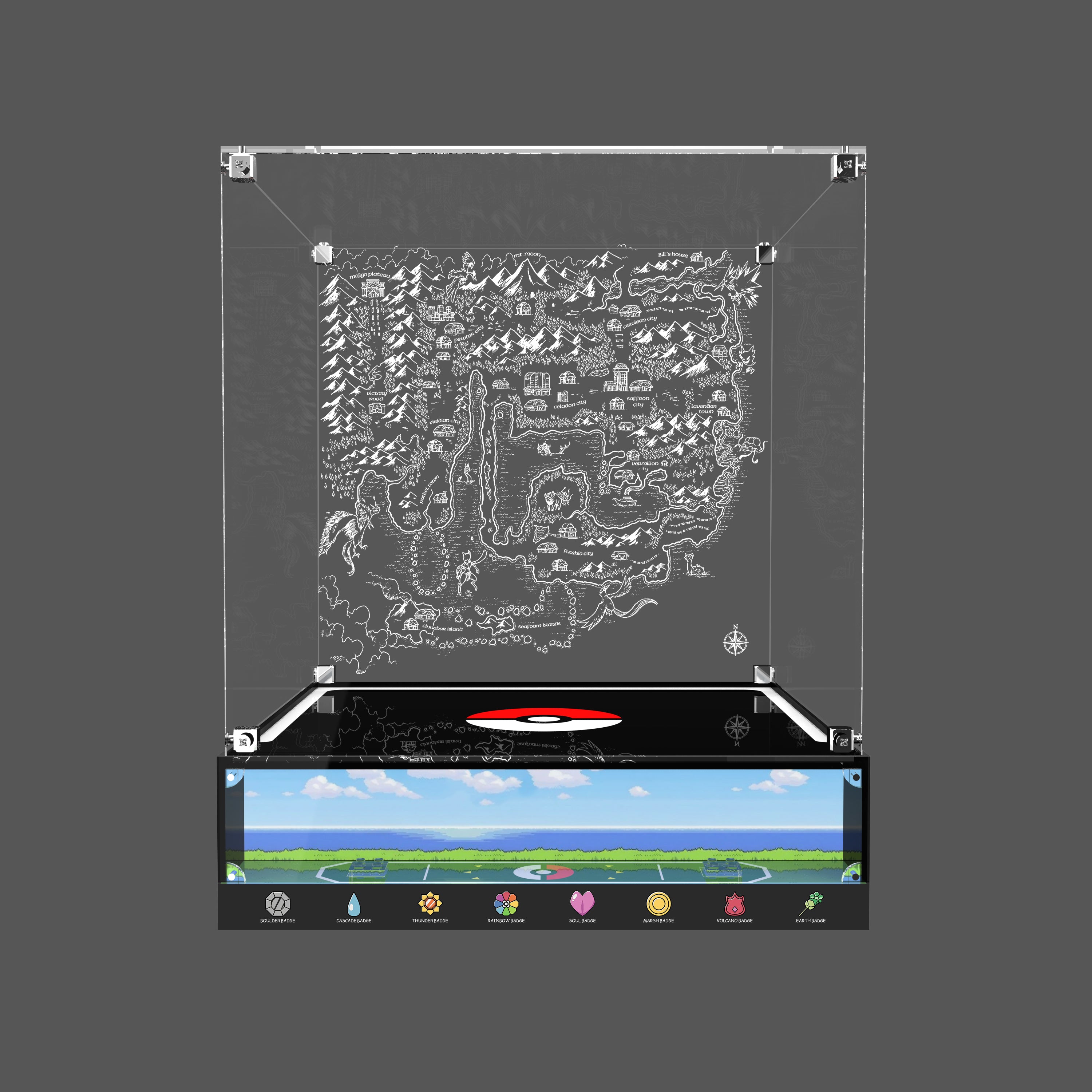 LED Light Acrylic Display Case for LEGO® Pokémon 72154 Iconic Trainer Moments Poké Ball (LEGO® Set Not Included)