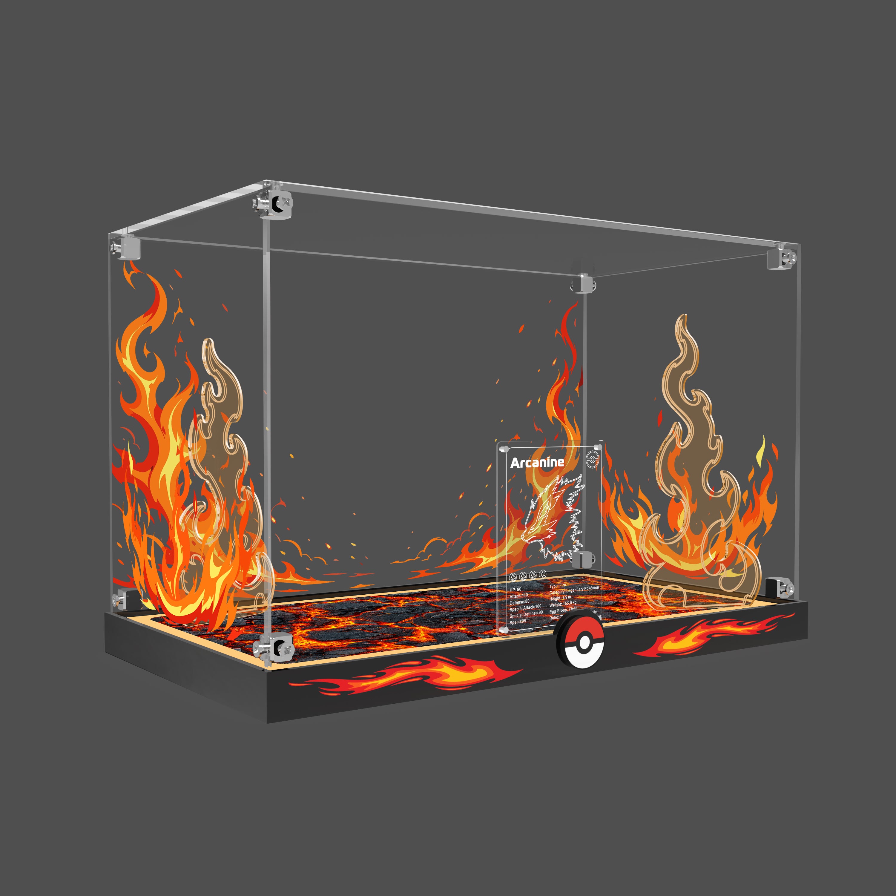 LED Light Acrylic Display Case for LEGO® Pokémon 72160 Arcanine (LEGO® Set NOT Include)
