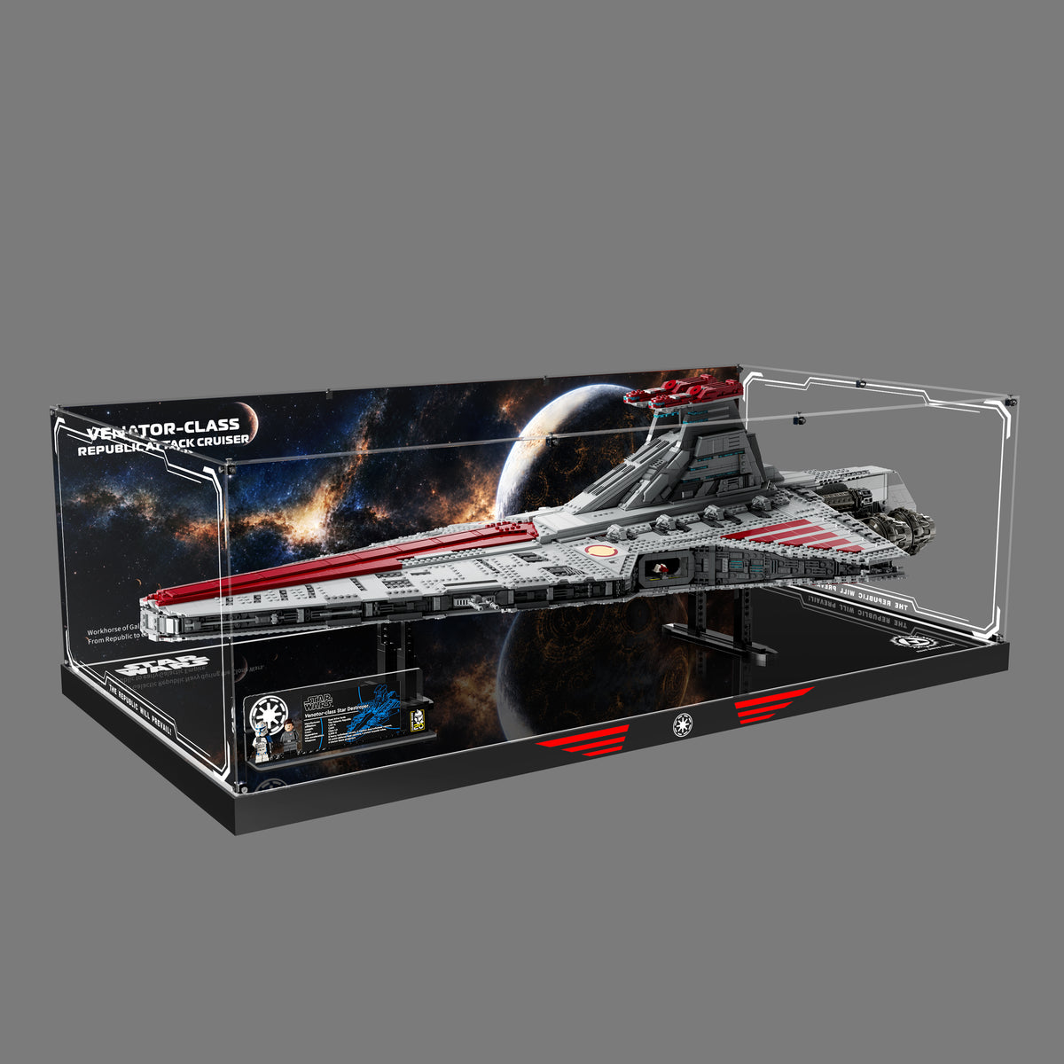 LED Light Acrylic Display Case for LEGO® Star Wars™ 75367 Venator-Class Republic Attack Cruiser™ (LEGO® Set Not Included)