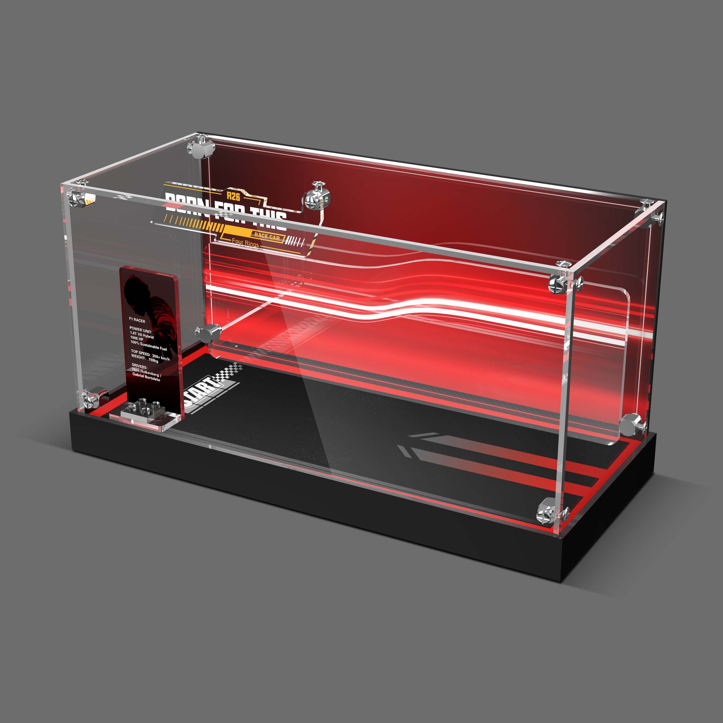 LED Light Acrylic Display Case for LEGO® Speed Champions 77259 Audi Revolut F1® Team R26 Race Car (LEGO® Set NOT Include)