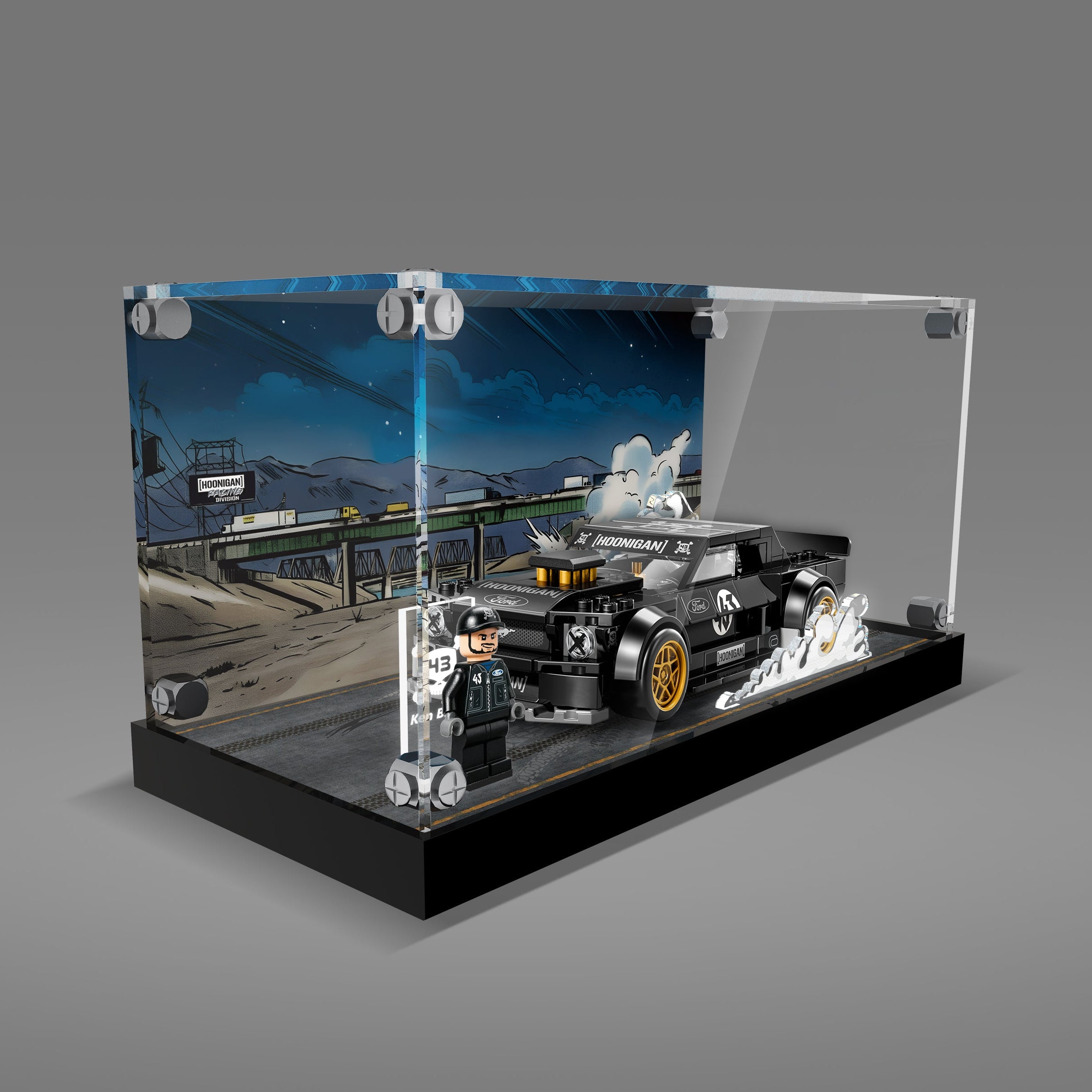 LED Light Acrylic Display Case for LEGO® Speed Champions 77262 Ken Block's '65 Ford Mustang Hoonicorn V1 (LEGO® Set NOT Include)