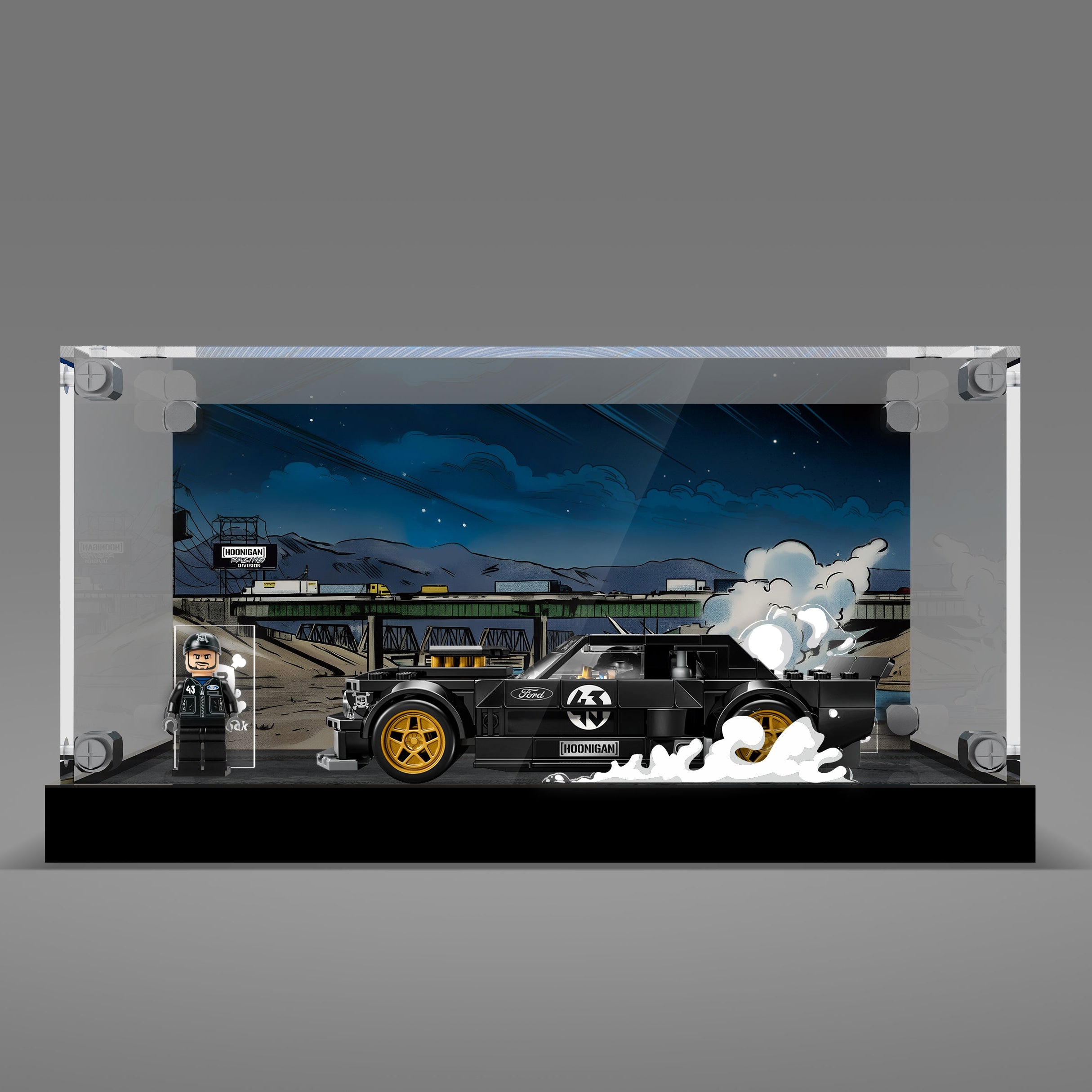 LED Light Acrylic Display Case for LEGO® Speed Champions 77262 Ken Block's '65 Ford Mustang Hoonicorn V1 (LEGO® Set NOT Include)